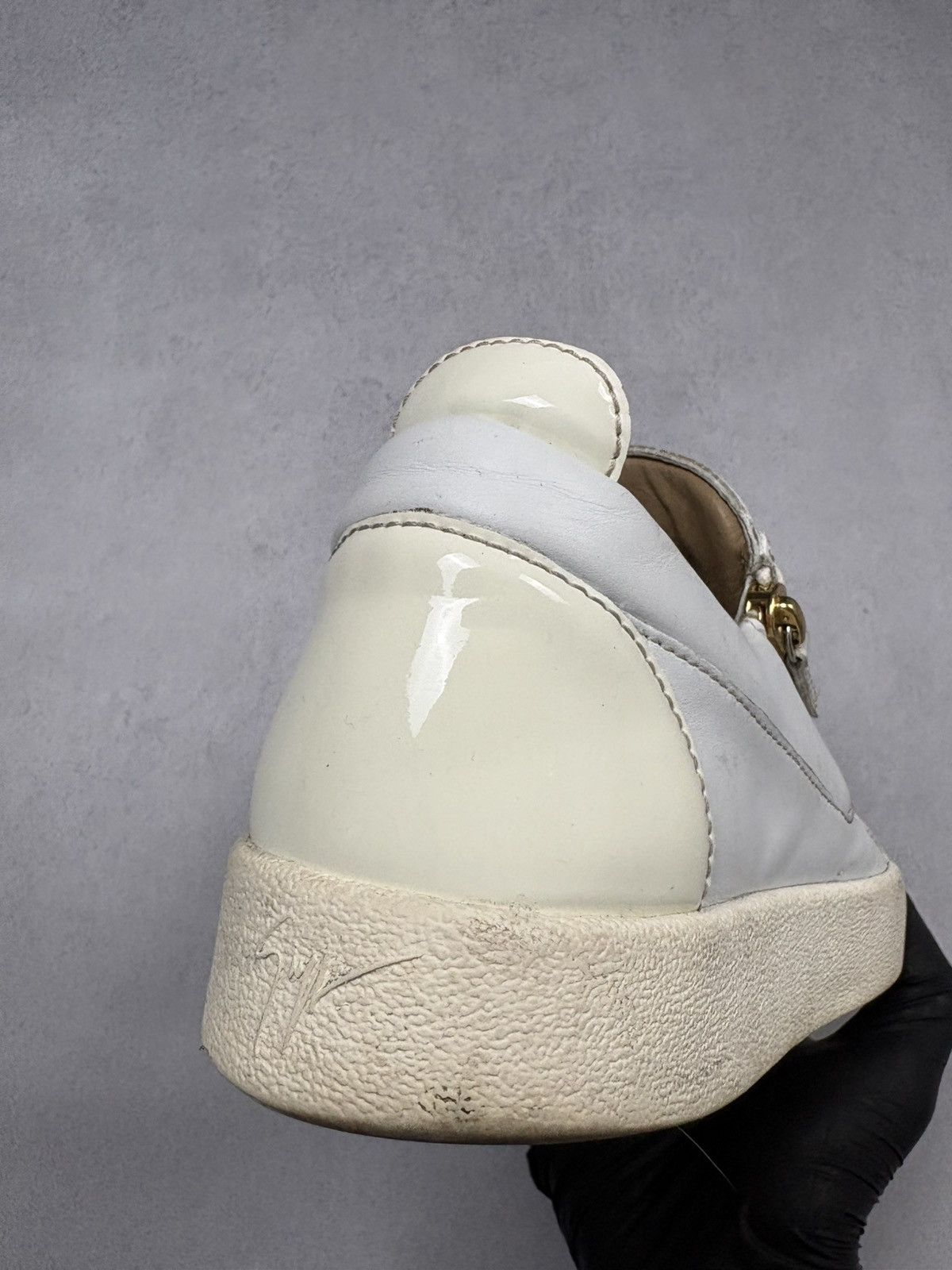 Giuseppe Zanotti Giuseppe Zanotti White Leather Zip Low Top Sneakers EU43 Size US 10 / EU 43 - 19 Thumbnail