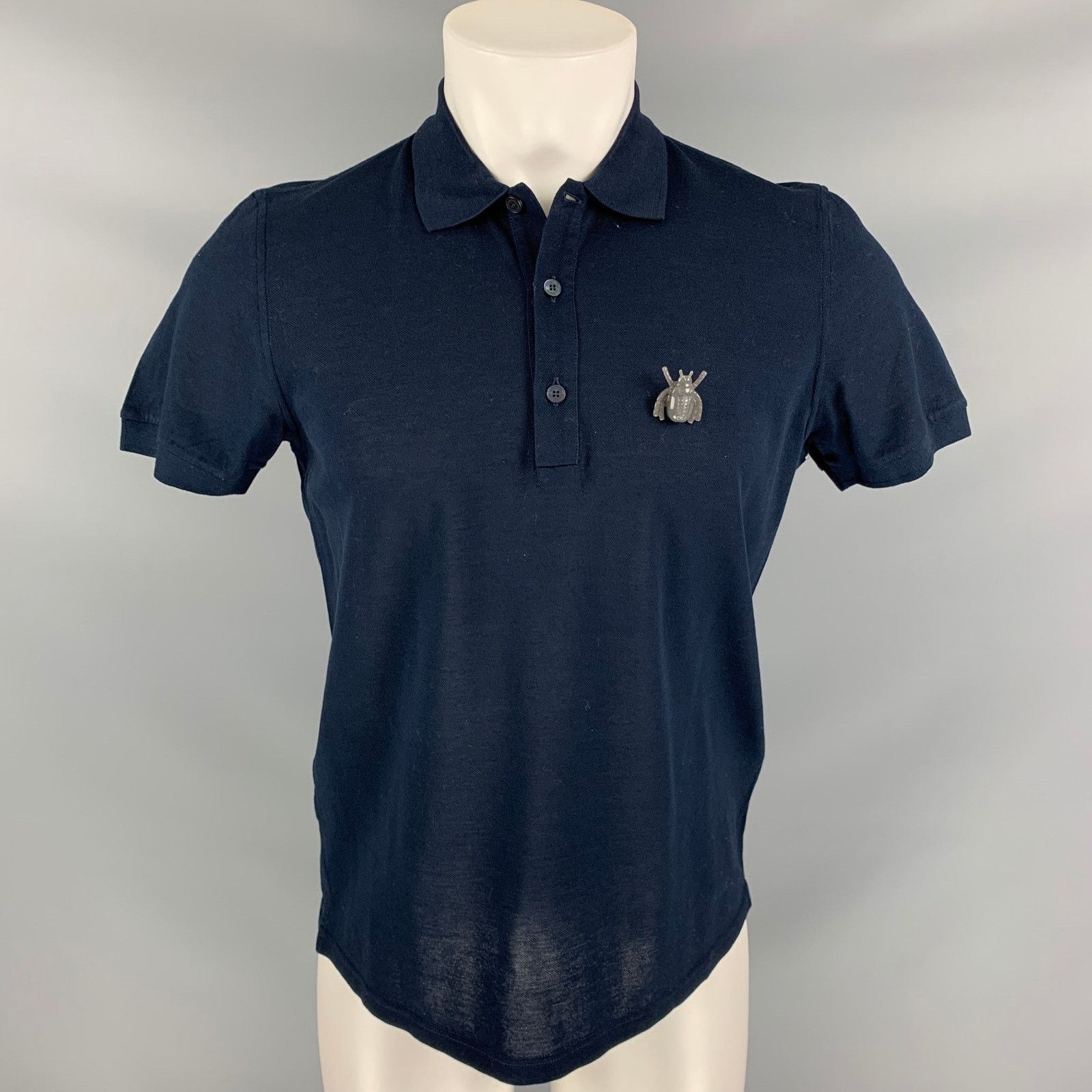 Burberry Prorsum BURBERRY PRORSUM Fall 2015 Size M Navy Cotton Bug Pin Polo Size US M / EU 48-50 / 2 - 1 Thumbnail