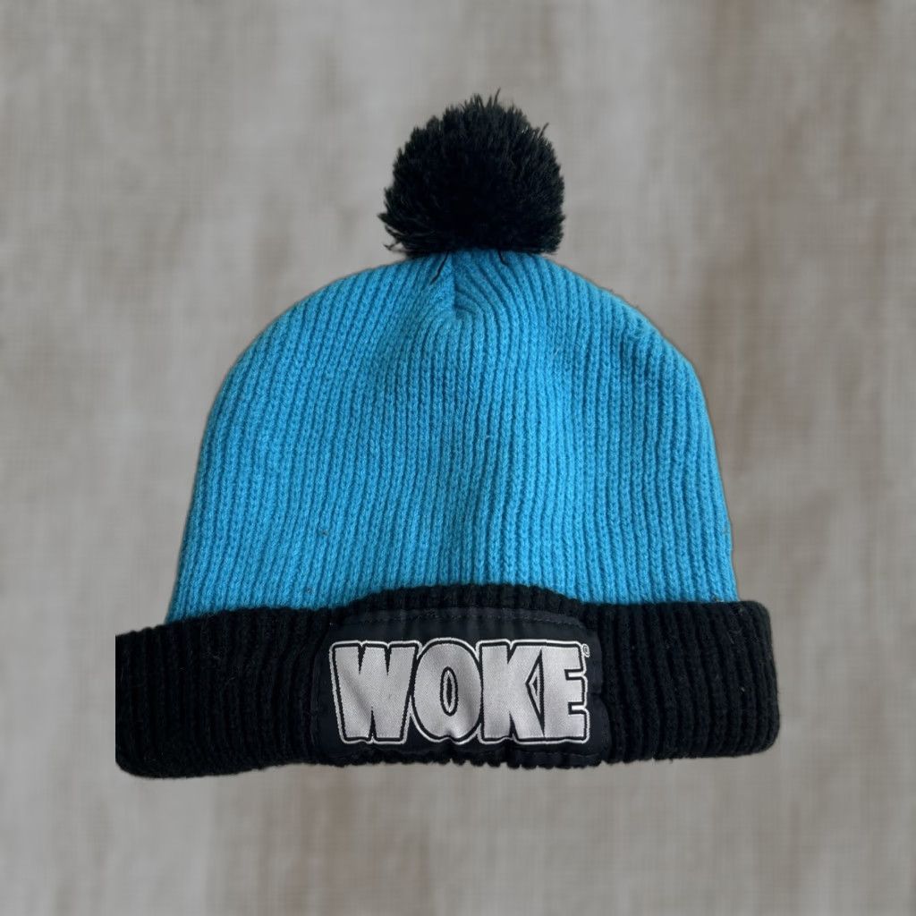 Vintage Woke Beanie Pom Pom One Size Teal Black acrylic Size ONE SIZE - 1 Thumbnail
