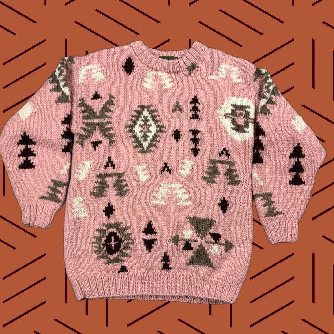 Pinko VINTAGE Outback Red Southwestern Geometric Crewneck Sweater M Pink/Neutrals Womens Size M / US 6-8 / IT 42-44 - 1 Thumbnail