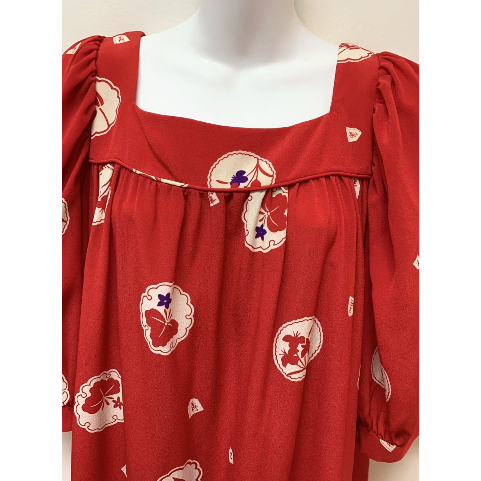Vintage Malama Red Vintage Puff Sleeve Midi Shift Dress Shirt Womens M Size M / US 6-8 / IT 42-44 - 3 Thumbnail