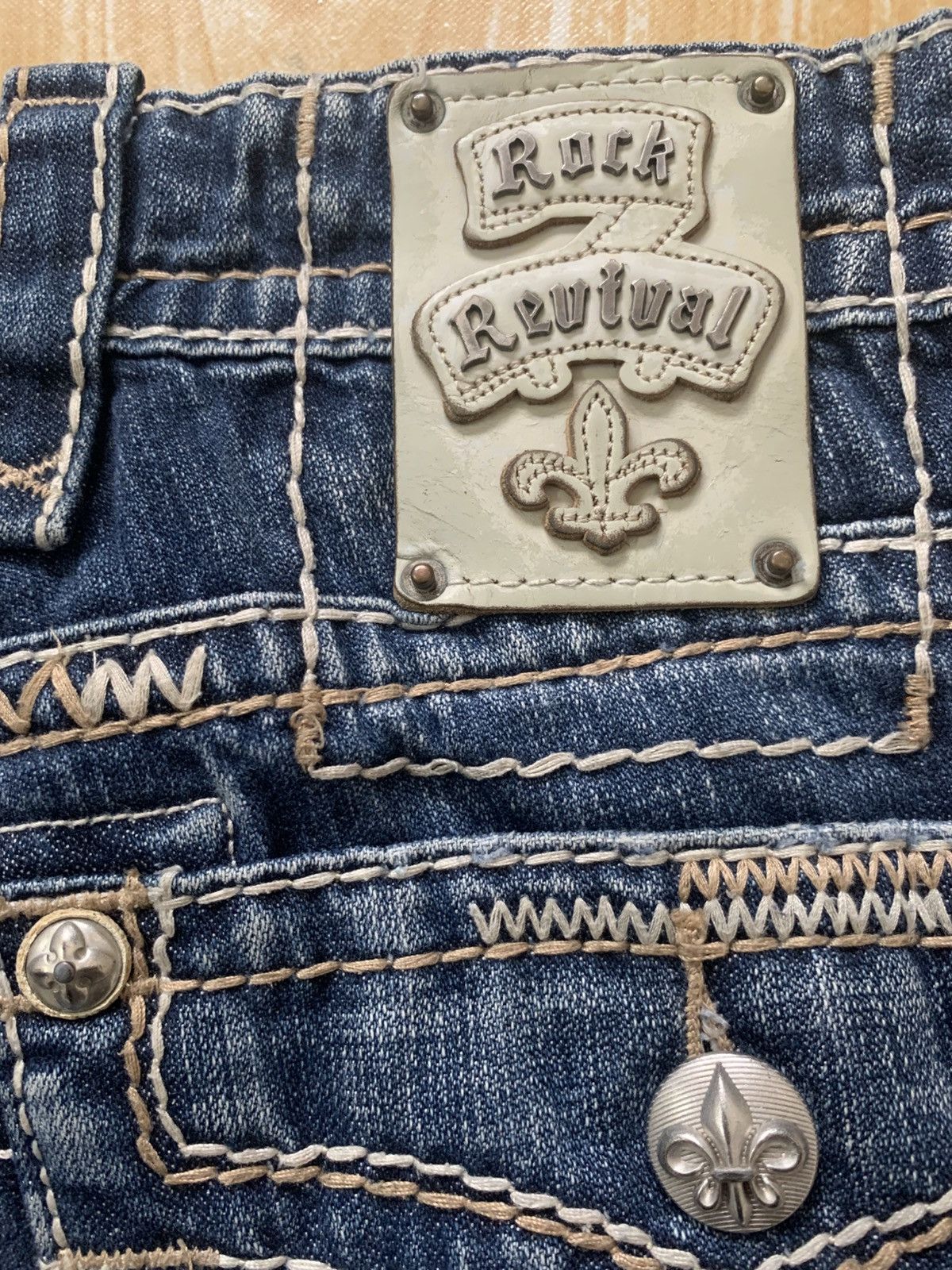 Rock Revival Rare.. Distressed Rock Revival Slim Boot Flare Jeans Pants Size US 34 / EU 50 - 16 Thumbnail