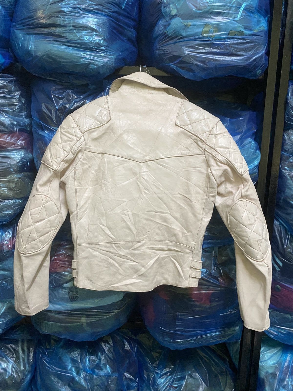 Genuine Leather Vintage Triple Six UK White Leather Biker Jacket - Size 32 Size US XS / EU 42 / 0 - 16 Thumbnail
