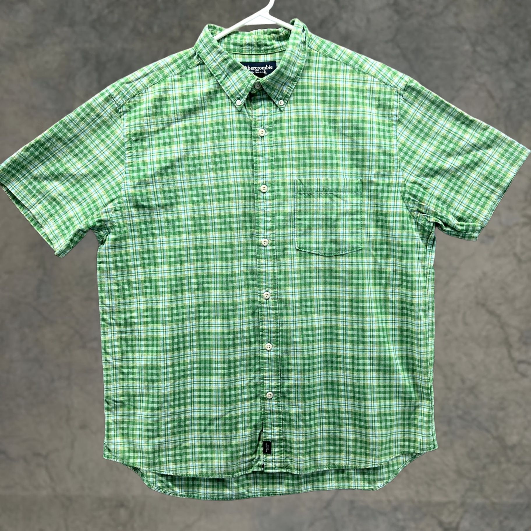Abercrombie & Fitch VINTAGE Abercrombie & Fitch Shirt Mens XL Green Plaid Button-Down Short Sleeve Cotton Size US XL / EU 56 / 4 - 1 Thumbnail