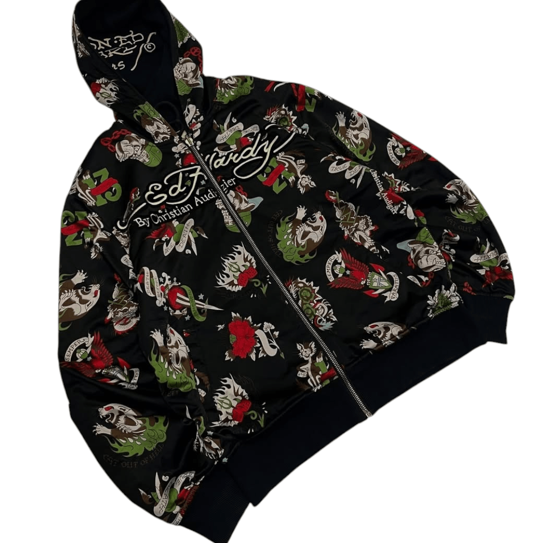 Christian Audigier × Ed Hardy Rare 🔥 ED HARDY ' Do Or Die ' Embroidery Reversible Jacket Size US L / EU 52-54 / 3 - 2 Thumbnail