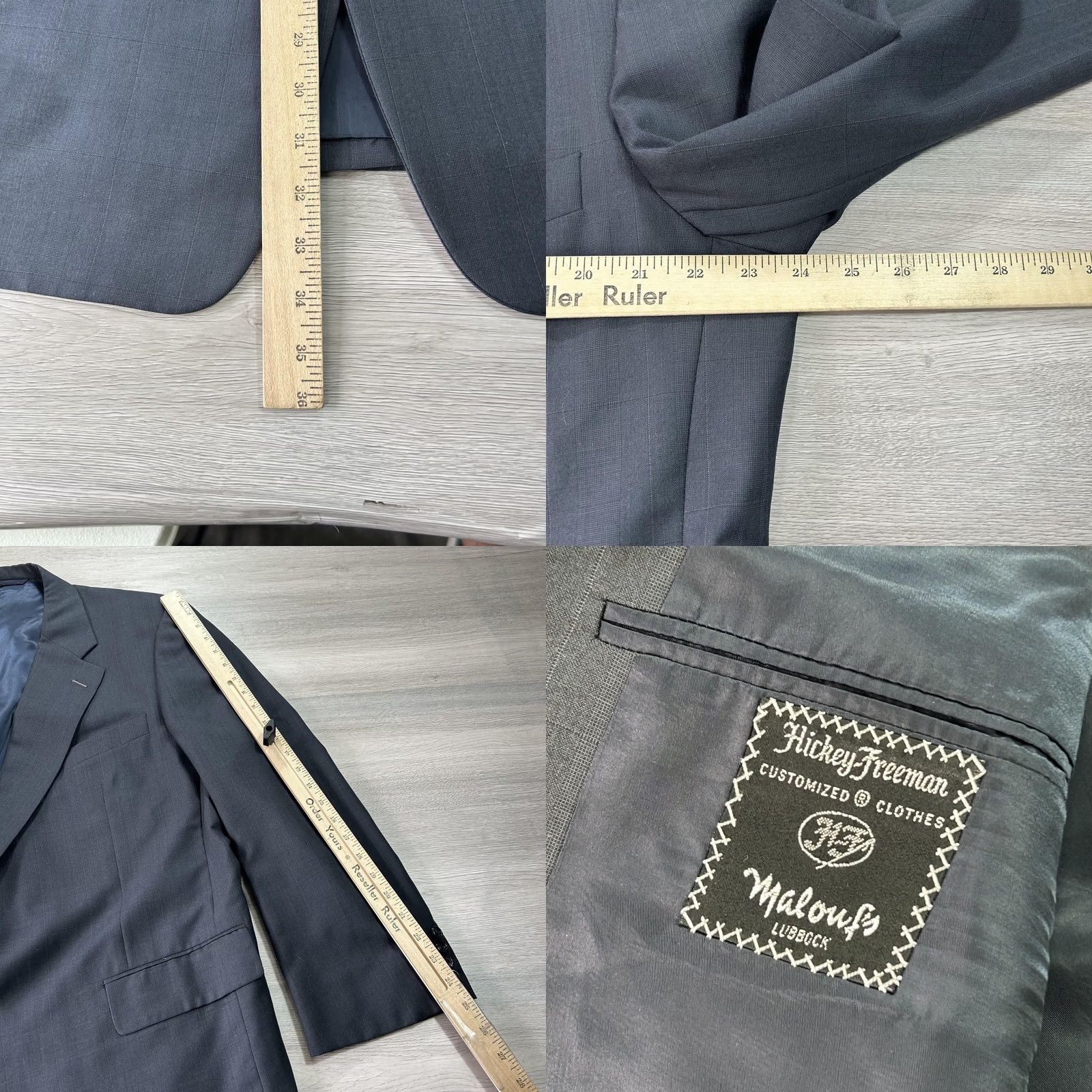 Vintage Hickey Freeman Blazer Mens 48R Gray Wool Two-Button Notch Lapel Made in USA Jacket Coat Suit Jacket Size 48R - 8 Thumbnail