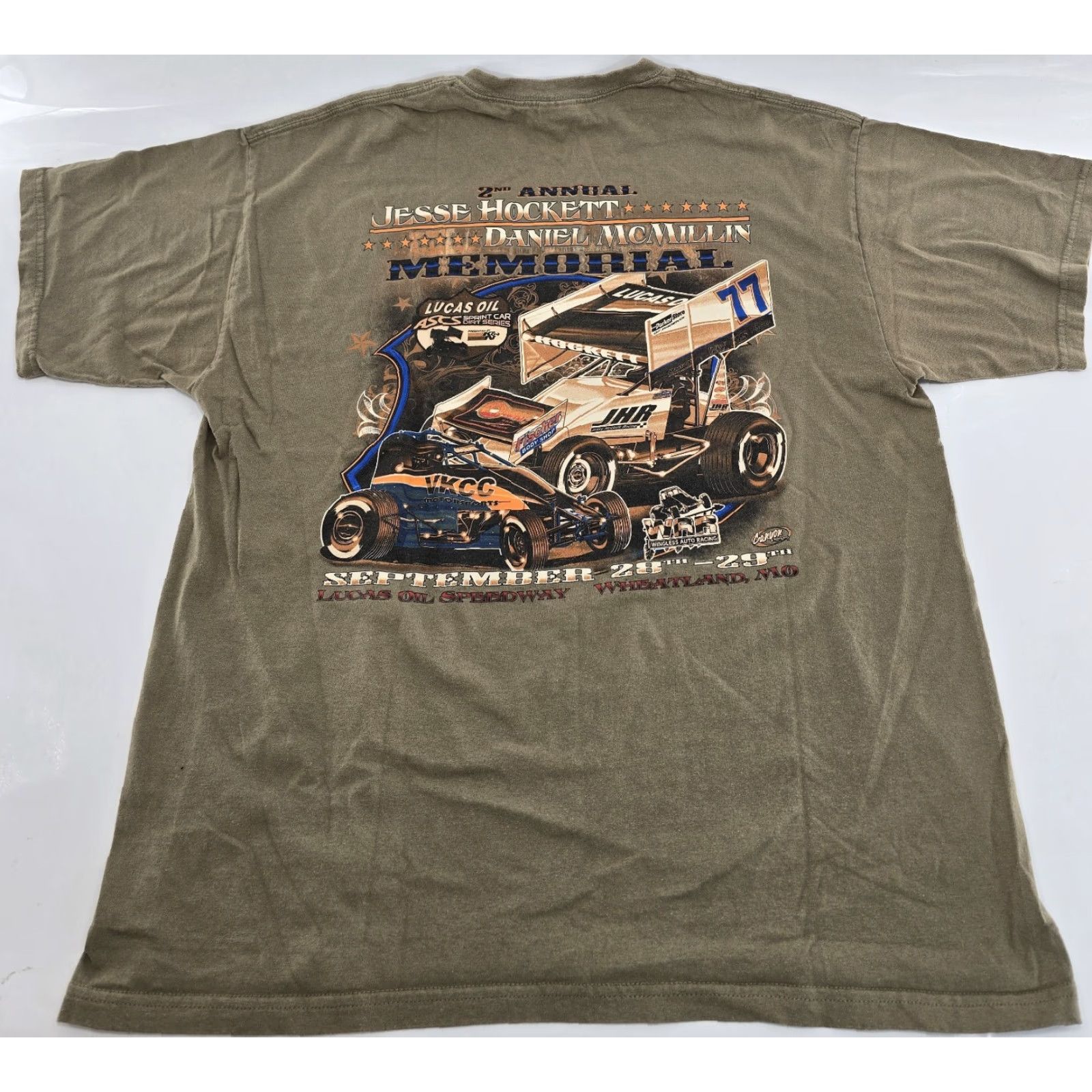 Vintage Jesse Hockett racing Lucas Oil Speedway T Shirt 2nd annual Wheatland MO Sz XL Nike Grand Prix Men T-Shirt White Lucas 2nd annual racing Size US XL / EU 56 / 4 - 3 Thumbnail