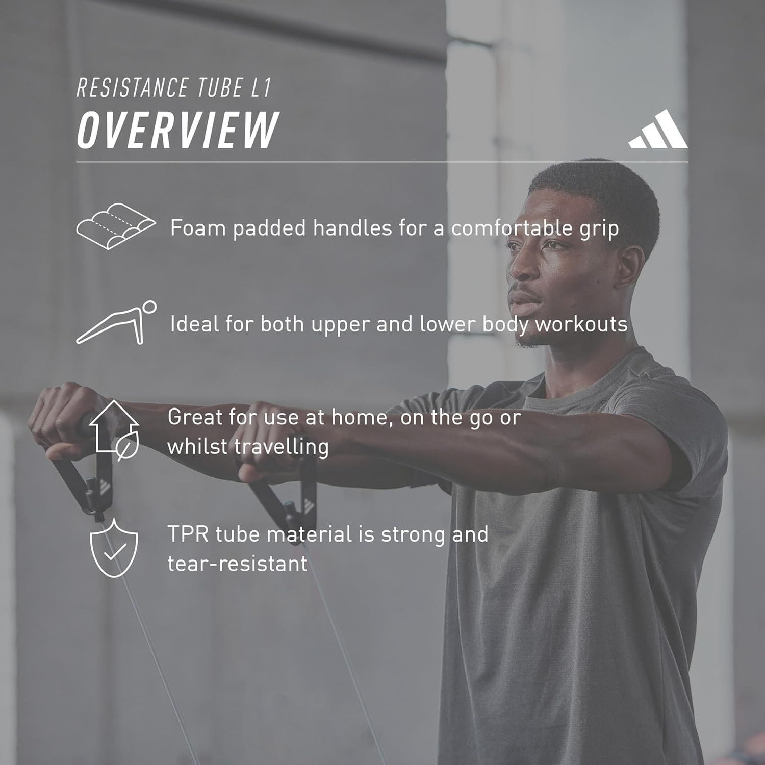 Adidas Adidas Resistance Tube with Handles Level 1 Size ONE SIZE - 2 Thumbnail