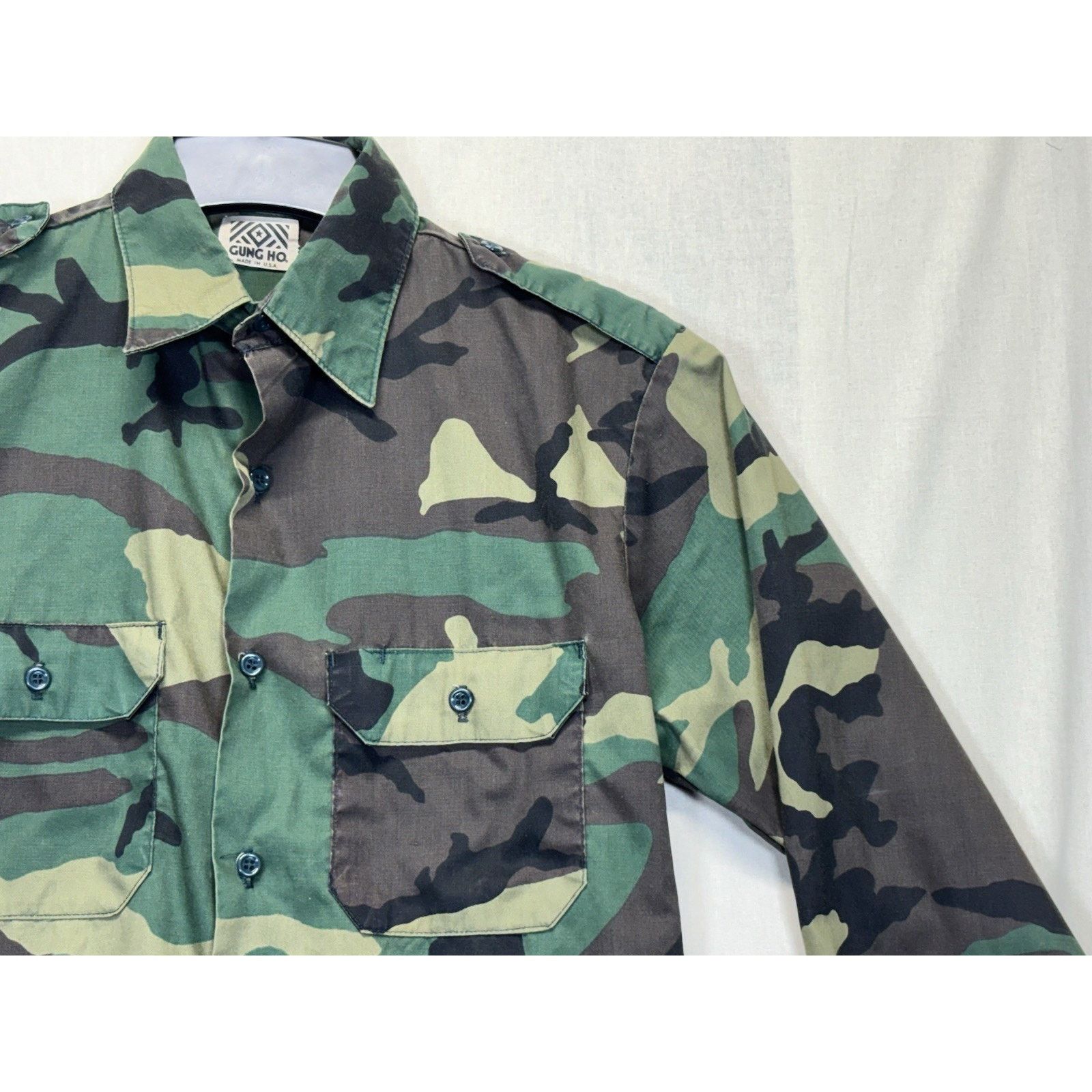 The Unbranded Brand Vintage Gung Ho Sz L Green Camo Military Button Shirt Size US M / EU 48-50 / 2 - 14 Thumbnail