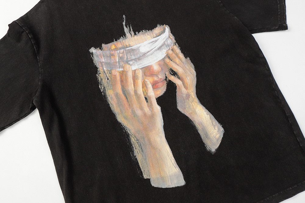 Japanese Brand Street oversized hip-hop t-shirt with face print for men Size US M / EU 48-50 / 2 - 2 Thumbnail