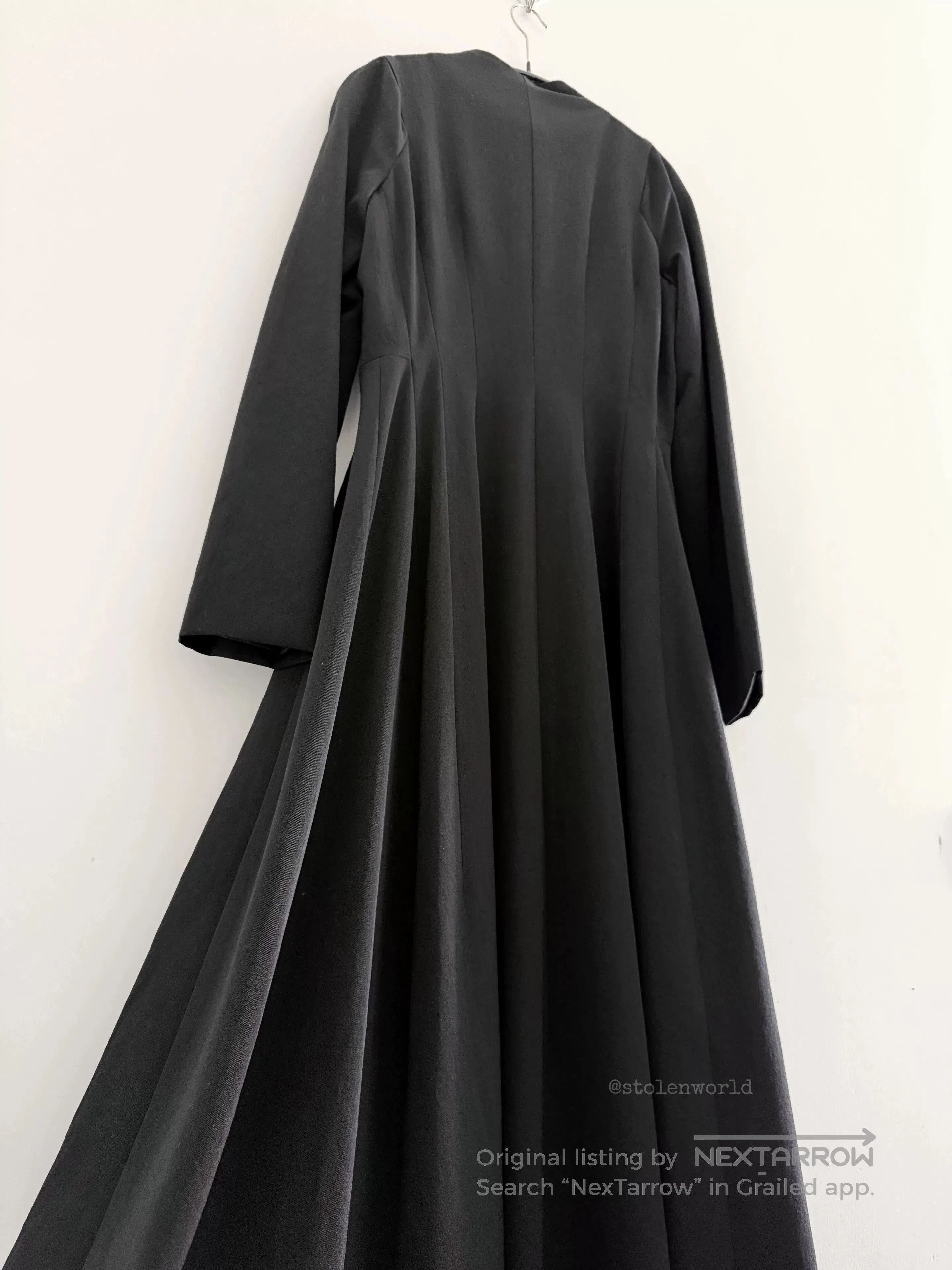 Yashi Yamamuri elegant black long wool dress. Size M / US 6-8 / IT 42-44 - 8 Thumbnail