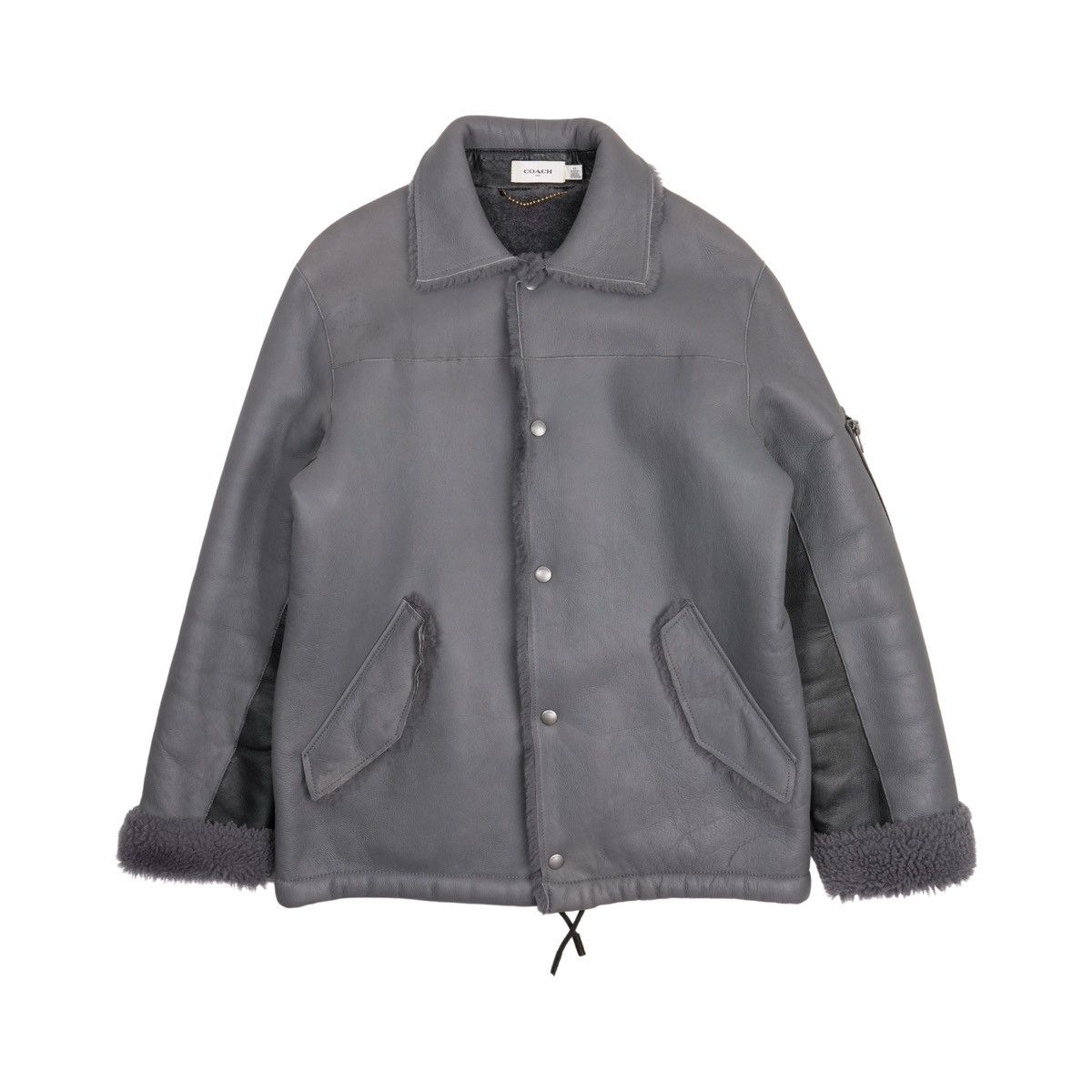 Coach Coach Shearling Grey Leather Jacket Size US M / EU 48-50 / 2 - 1 Thumbnail