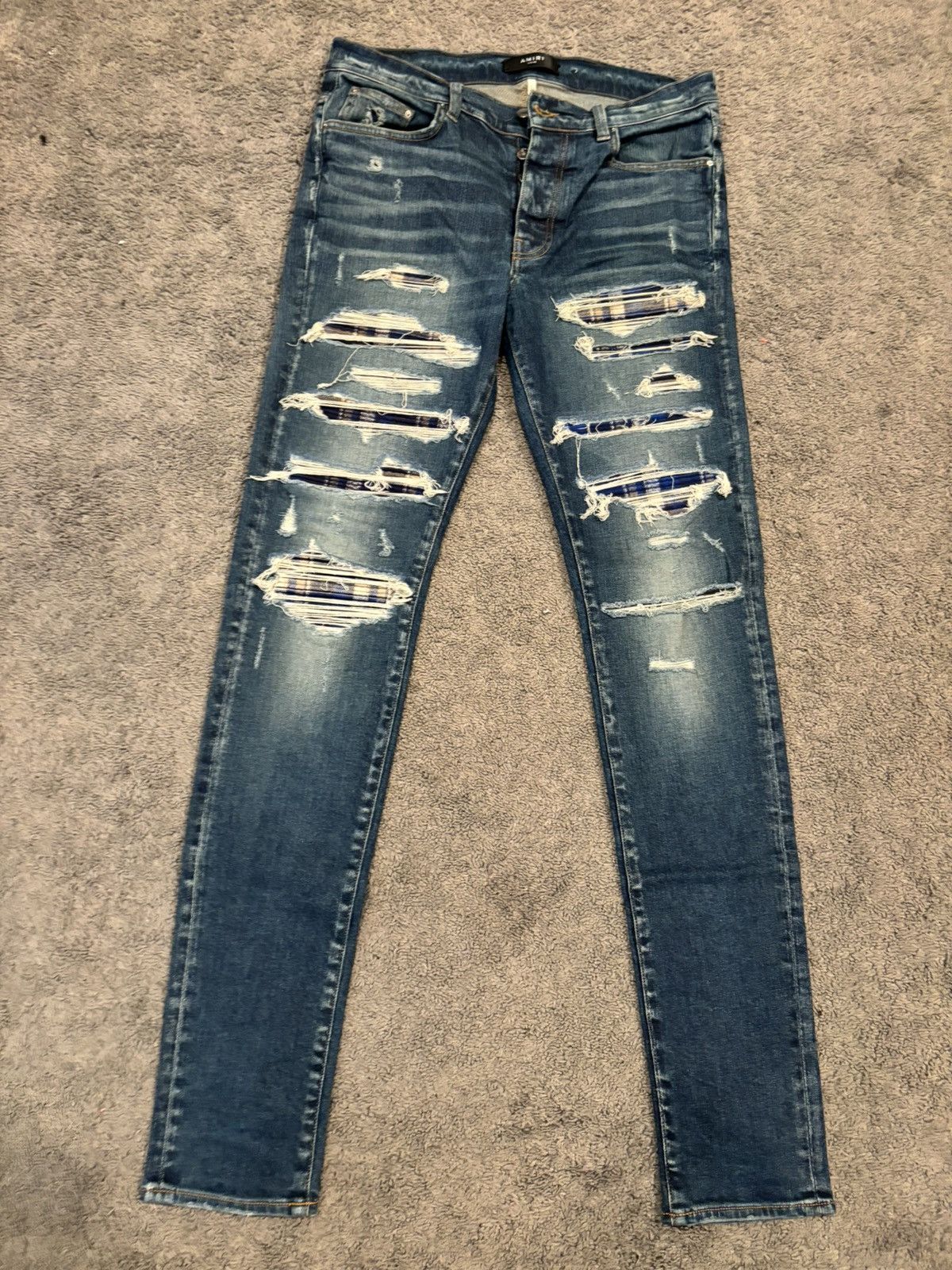 Pre-owned Amiri Flannel Patch Mx1 Jeans