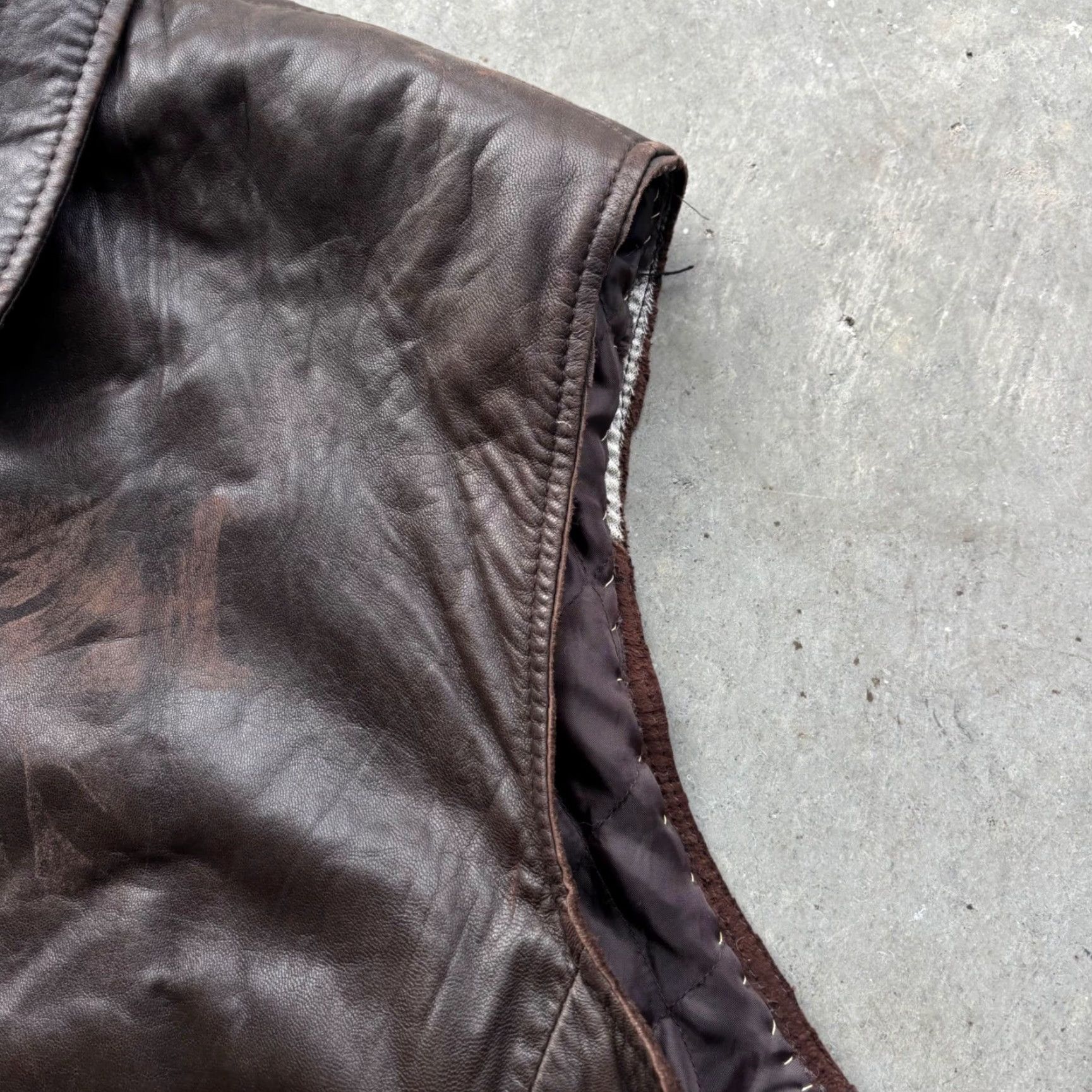 Vintage Preswick & Moore Mens Brown Leather Vest Large Full Zip Quilted Lined Vest Size US L / EU 52-54 / 3 - 5 Thumbnail