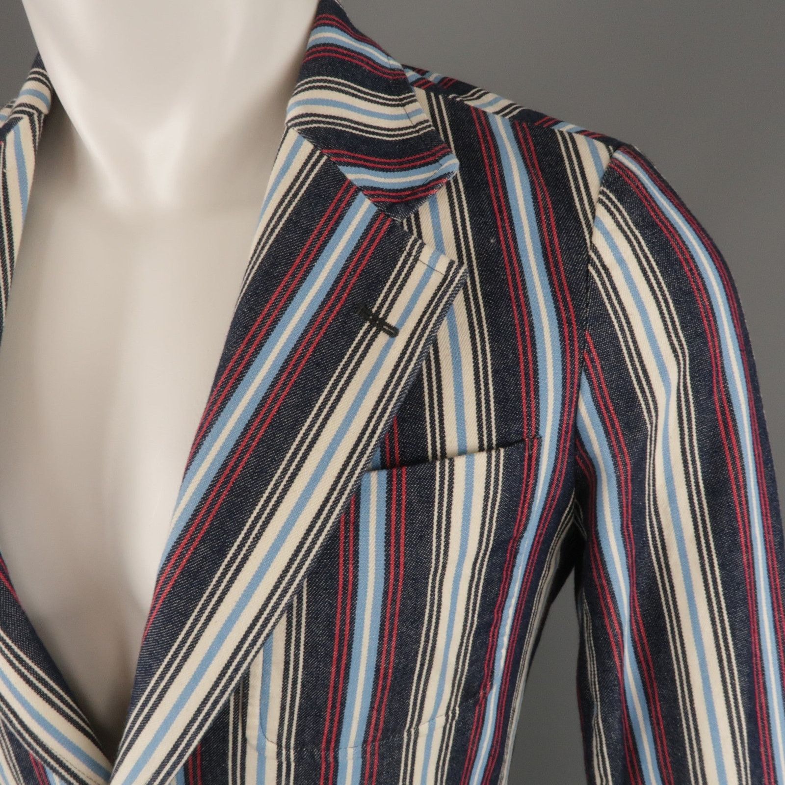 Other The Stylist Japan Size XS Red White & Blue Stripe Cotton Size 34R - 2 Thumbnail