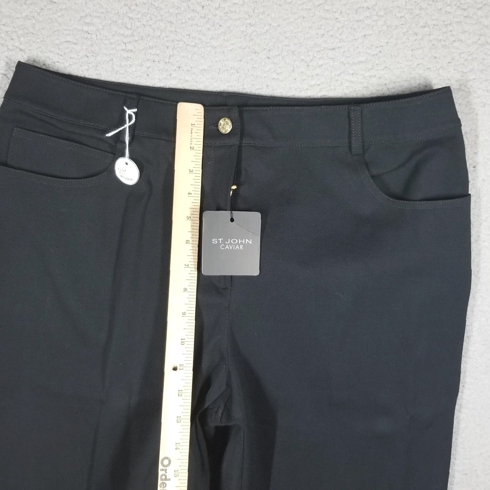 St. John St. John Caviar Ankle Pants The Marie Black Dress Sz 16 New 95 Size 38" / US 16 / IT 52 - 7 Thumbnail
