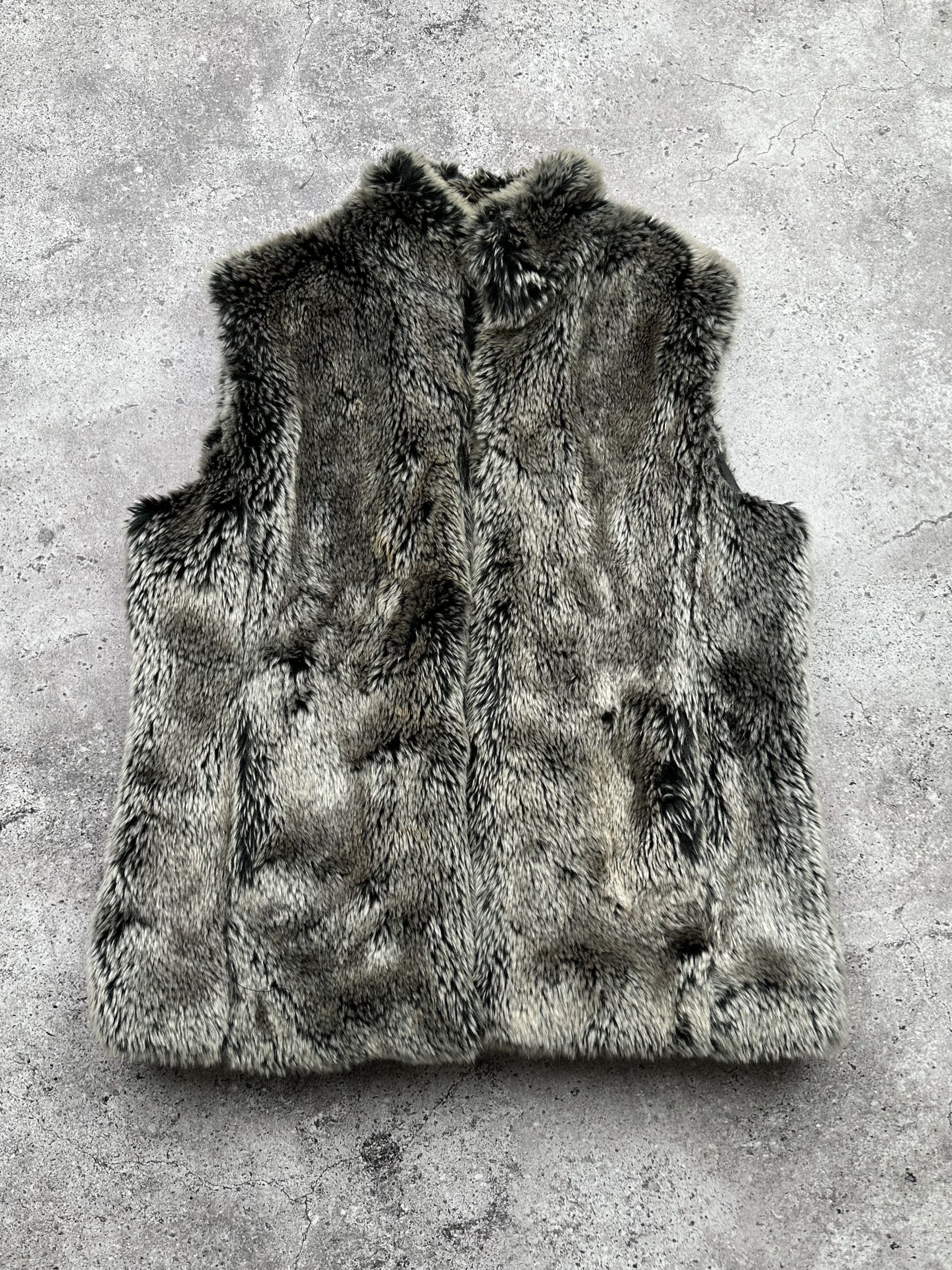 Image of Mink Fur Coat Vintage Faux Fur Vest in Grey, Men's (Size Small)