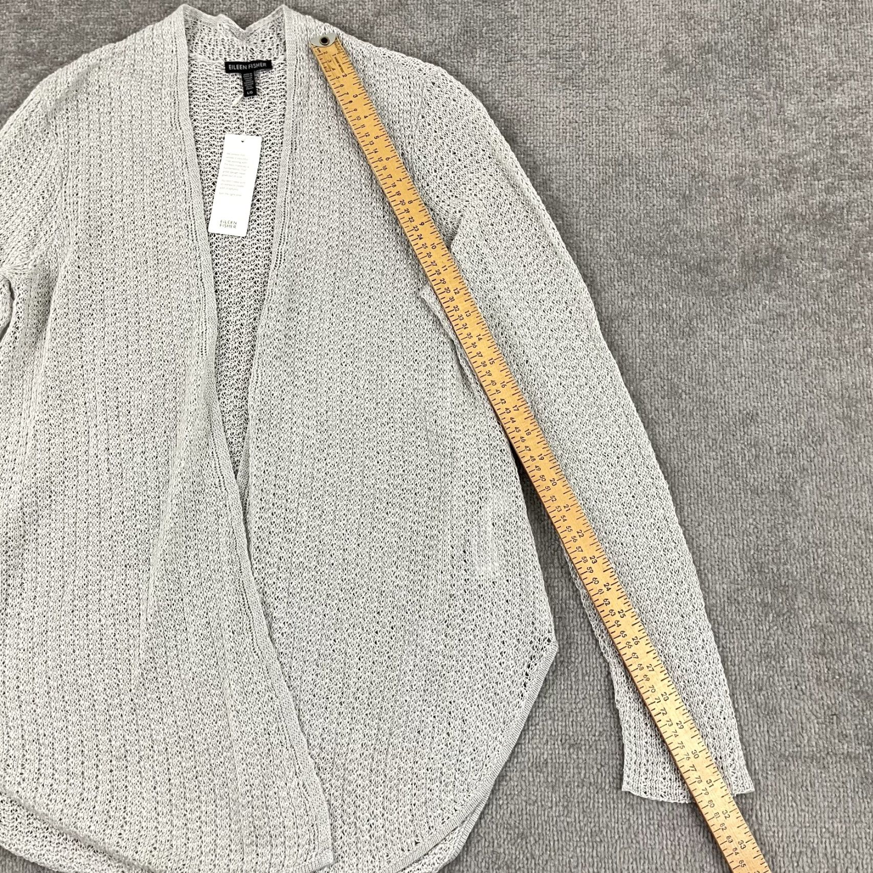 Eileen Fisher Eileen Fisher Cardigan Sweater Womens Large Gray Open-Knit Linen Long Sleeve Casual Size L / US 10 / IT 46 - 6 Thumbnail