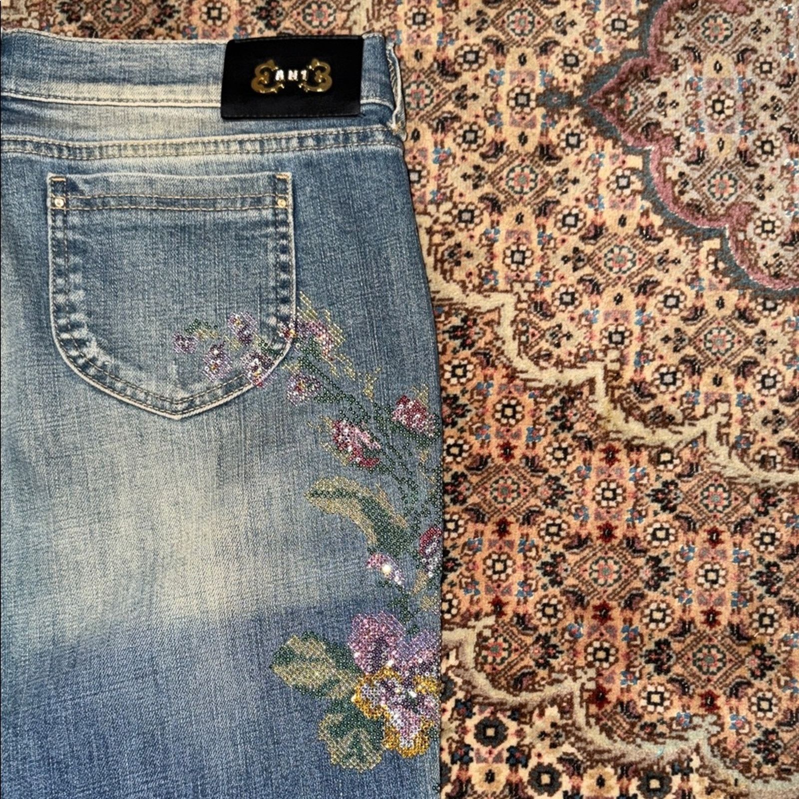 & Other Stories Ean 13 Embroidered Floral Blue Jeans Women's 46 IT Size 32" / US 10 / IT 46 - 6 Thumbnail