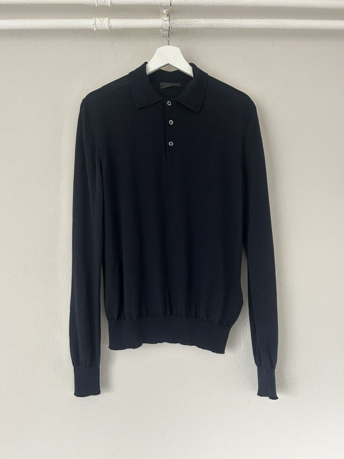 Prada Prada Navy Wool Knit Polo Shirt – Size 48 Size US M / EU 48-50 / 2 - 1 Thumbnail