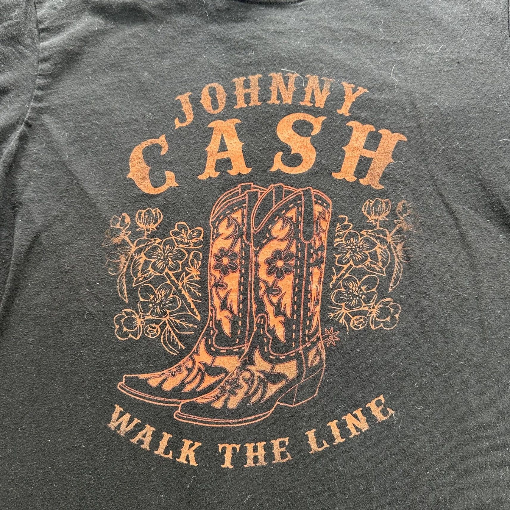 Vintage VINTAGE Johnny Cash Walk The Line Shirt Mens Small Black Western Boots Band Tee Size US S / EU 44-46 / 1 - 2 Thumbnail