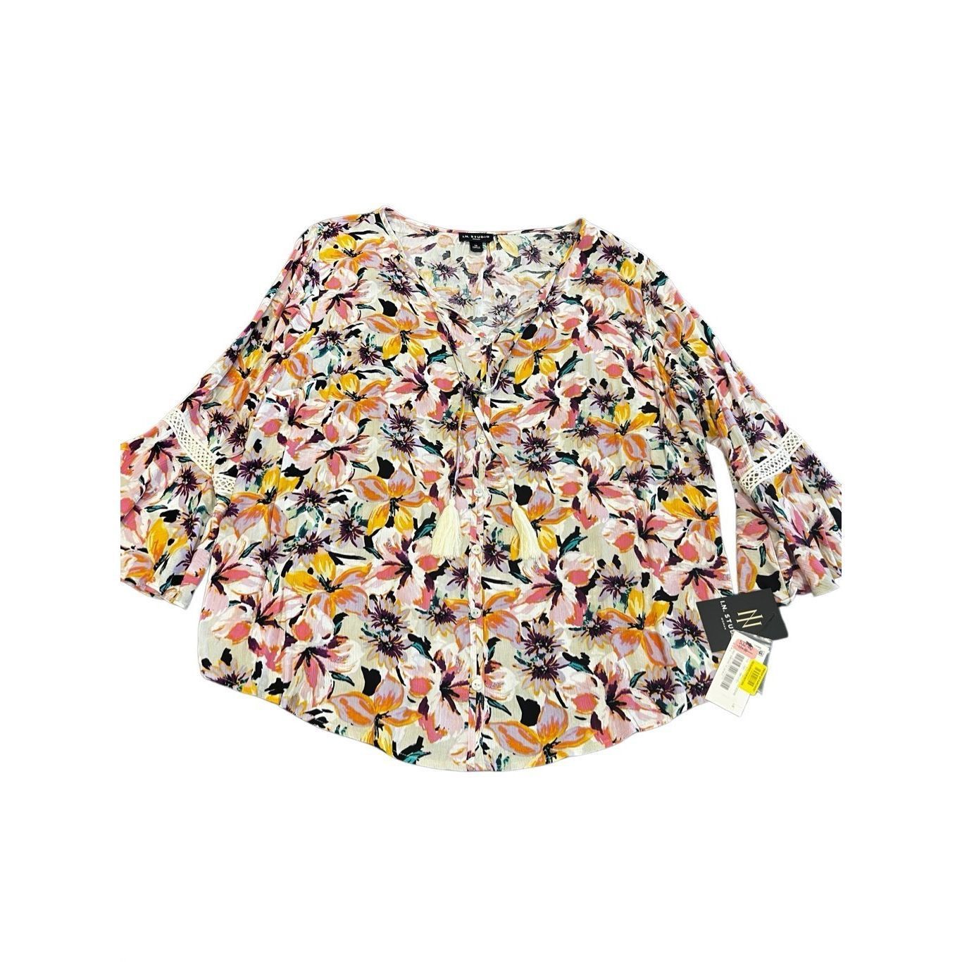 Other IN Studio boho crinkle rayon floral with Lace trim BOHO size Size XL / US 12-14 / IT 48-50 - 5 Thumbnail