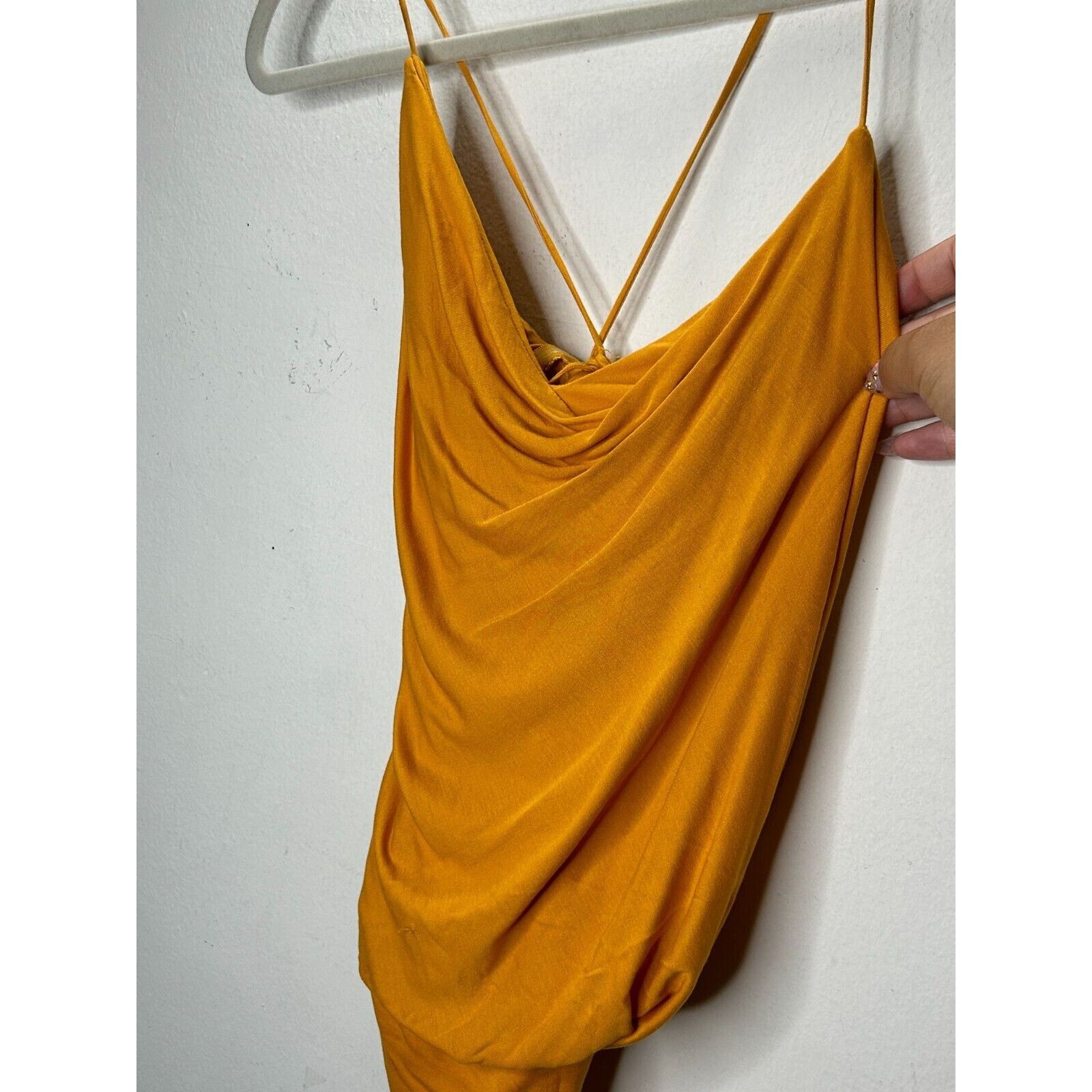 Bcbgmaxazria BCBGMAXAZRIA Orange Flame Drape Criss Cross Tie Back Top XS Size XS / US 0-2 / IT 36-38 - 5 Thumbnail
