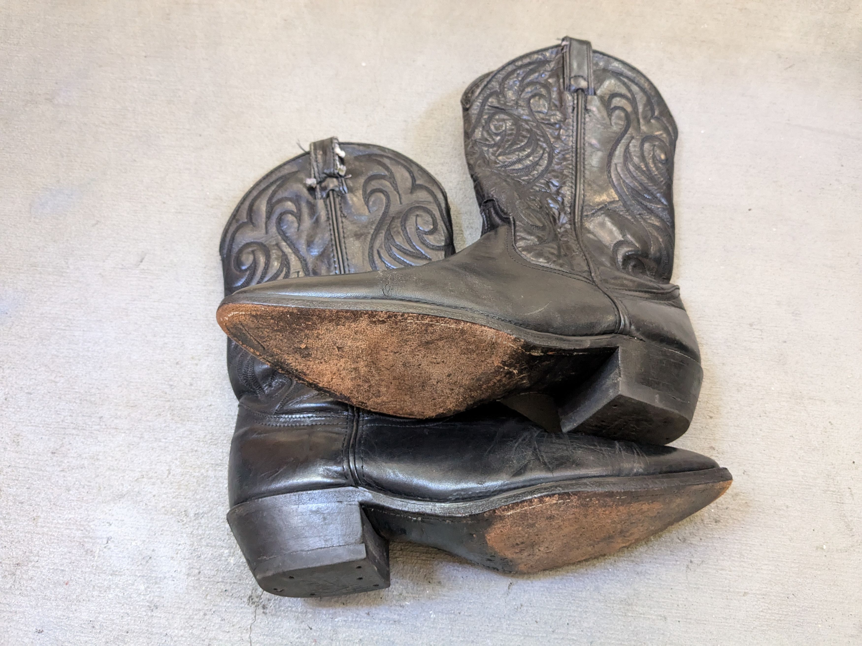 Genuine Leather Vintage Code West Cowboy Boots 10.5 Black Leather USA Size US 10.5 / EU 43-44 - 13 Thumbnail