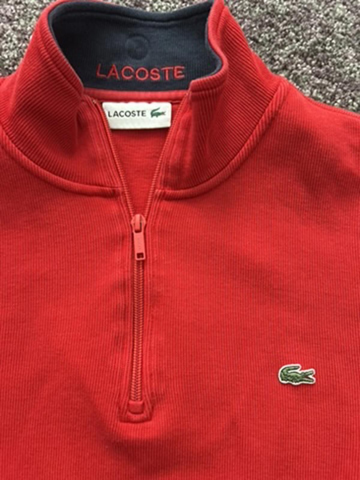 Lacoste Lacoste Red Quarter-Zip Sweatshirt Size US XL / EU 56 / 4 - 2 Thumbnail