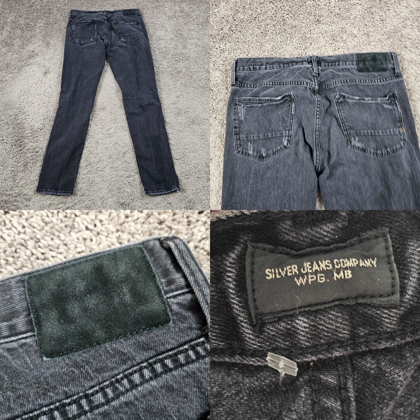 Silver Jeans Co. Silver Jeans Mens 33x32 Black Slim Straight Leg Distressed Stretch Denim Kenaston Size US 32 / EU 48 - 8 Thumbnail
