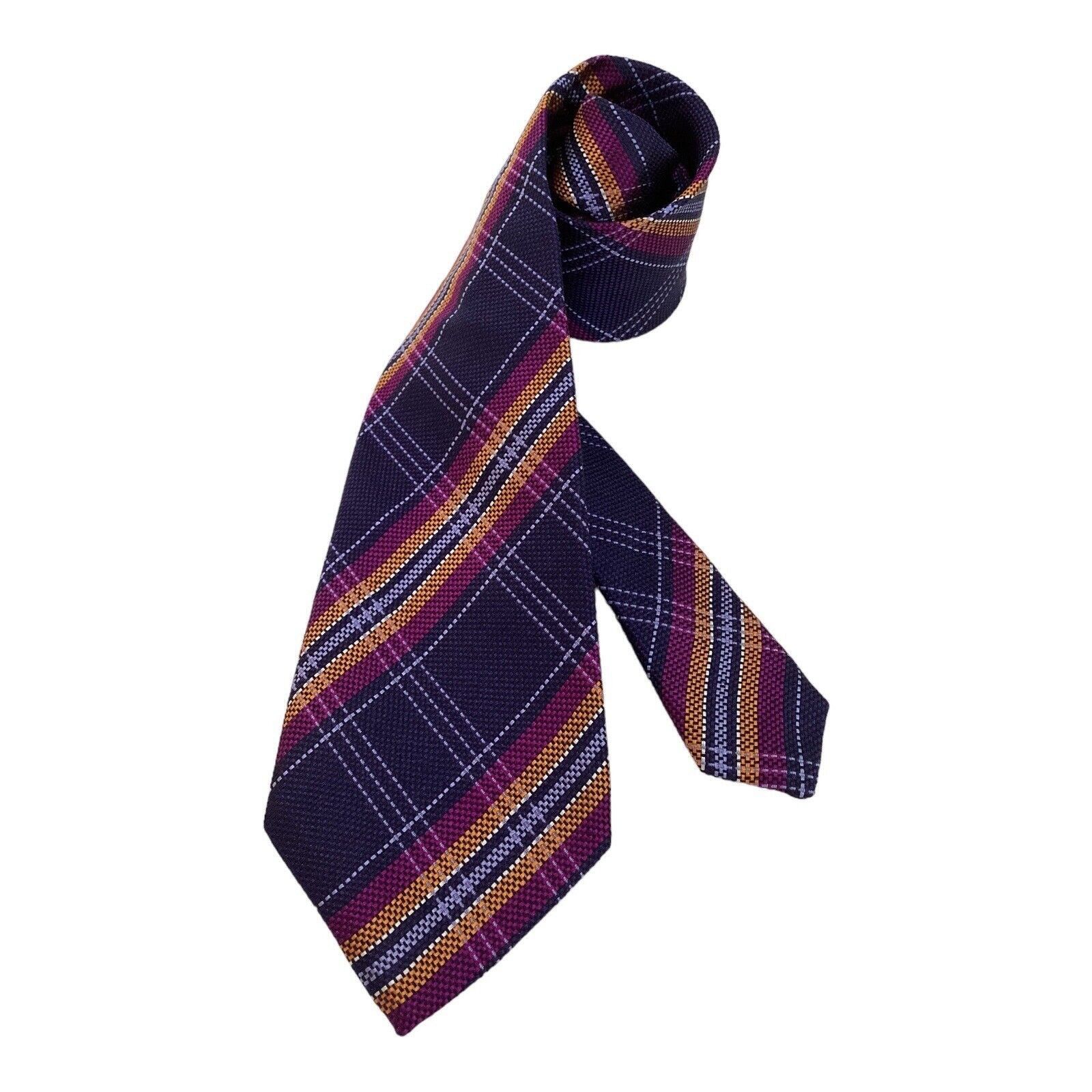 Altea ALTEA Purple PLaids & Cheks Silk Tie Hand Made In Italy W: 3 Size ONE SIZE - 1 Thumbnail
