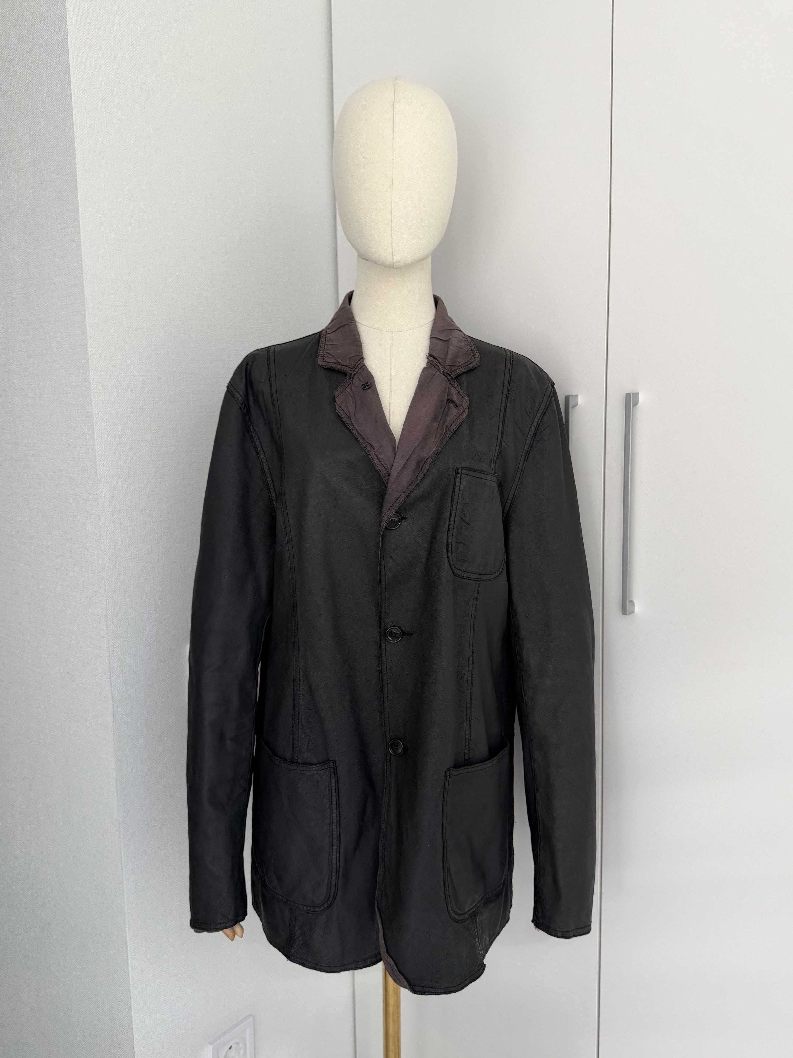 Genuine Leather Leather Blazer Mens M Minimalist Tailored Button Jacket Coat Size US M / EU 48-50 / 2 - 1 Thumbnail