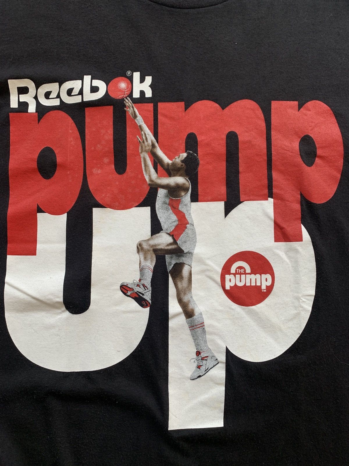 Reebok Reebok Vintage 90s Pump Up T-Shirt Black Single Stitch Size US XL / EU 56 / 4 - 5 Thumbnail