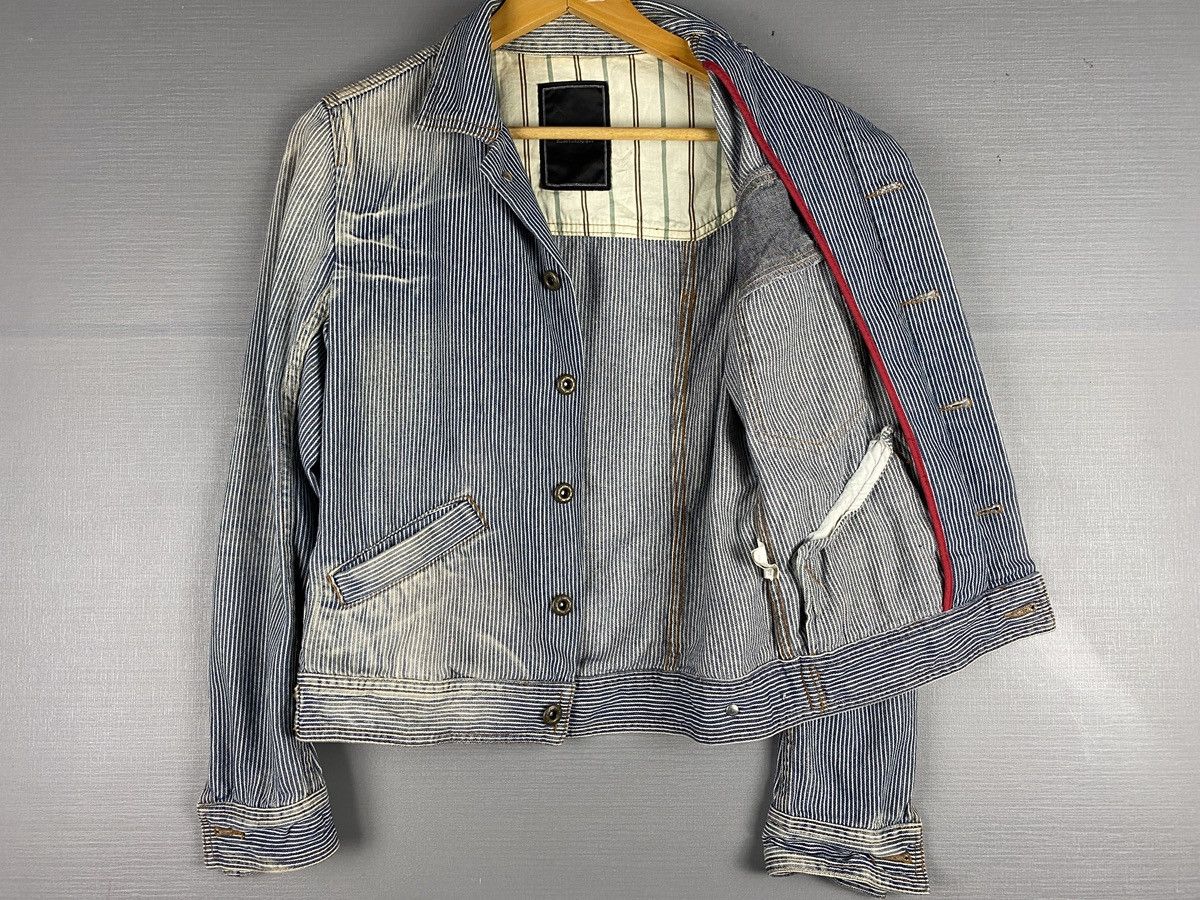 Issey Miyake Vintage Tete Homme Blue and White Striped Denim Jacket Size US M / EU 48-50 / 2 - 12 Thumbnail