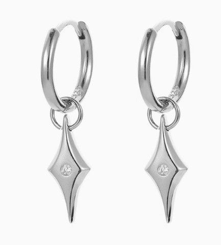 Jewelry × Sterling Silver Dark Earrings One Pairs Chrome Jewelry Size ONE SIZE - 2 Thumbnail