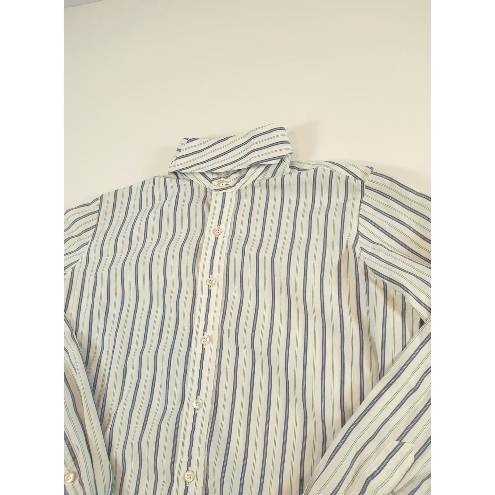 Vintage VINTAGE Essex Shirt Mens 36 Blue White Striped Removable Collar Button Up Made USA Shirt Dress Shirt Mens Blue Striped 80s USA Size US M / EU 48-50 / 2 - 2 Thumbnail