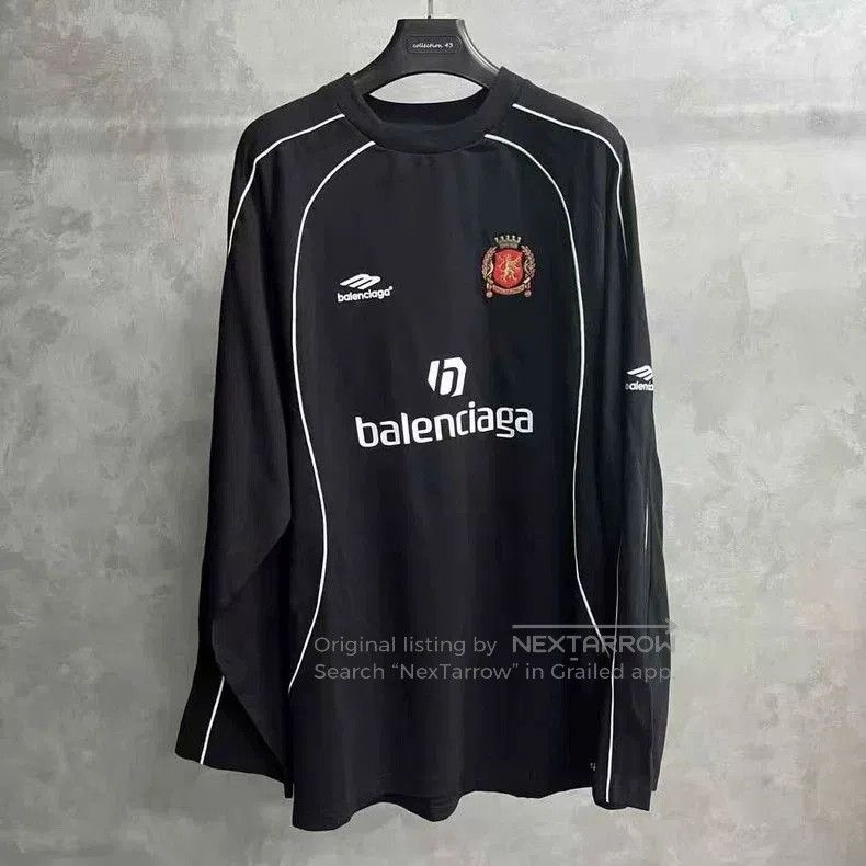 Balenciaga Black Letter Print Long Sleeve Tee.