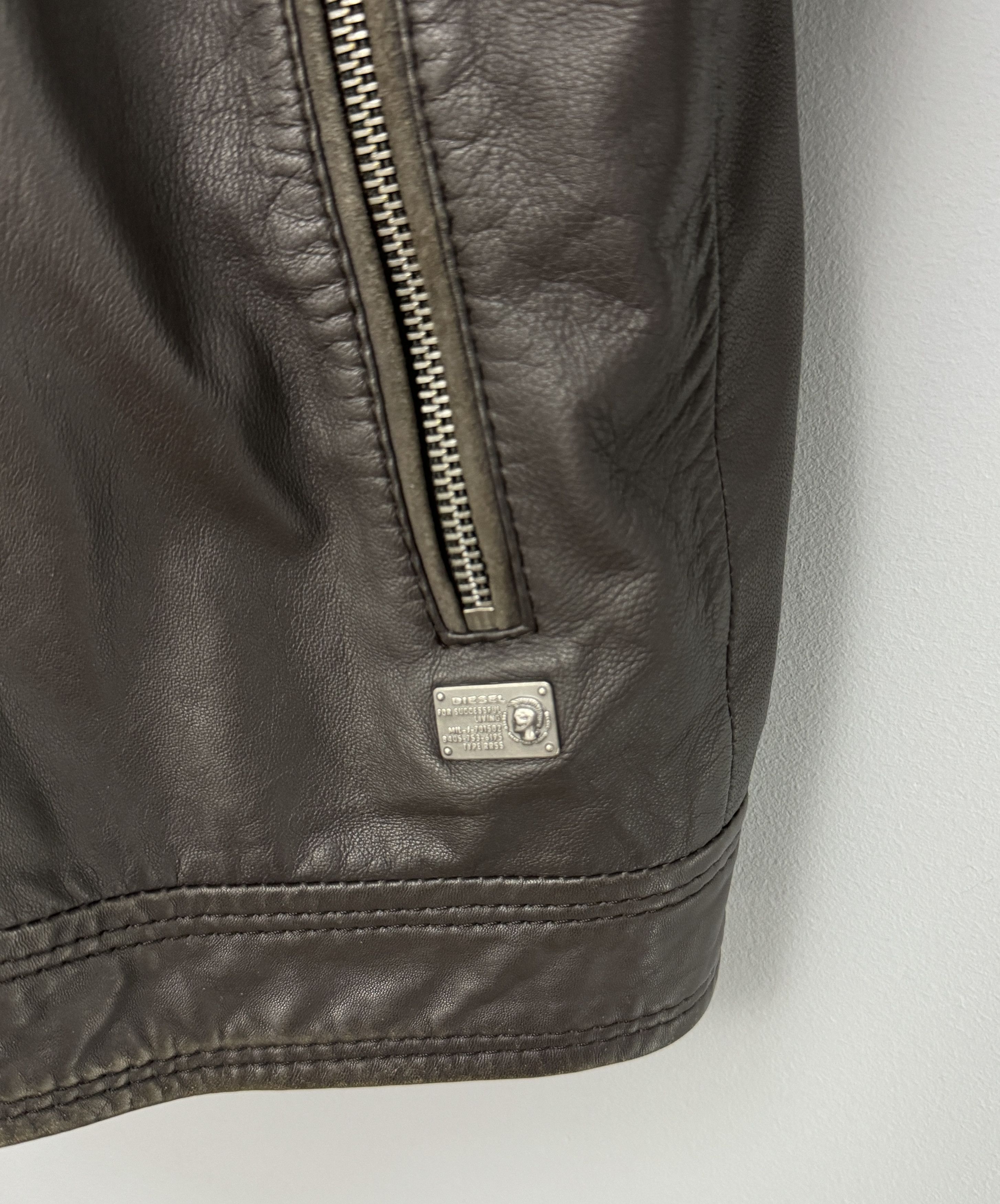 Diesel Men's Diesel Sheepskin Leather Jacket Biker Brown Size XL Size US XL / EU 56 / 4 - 5 Thumbnail