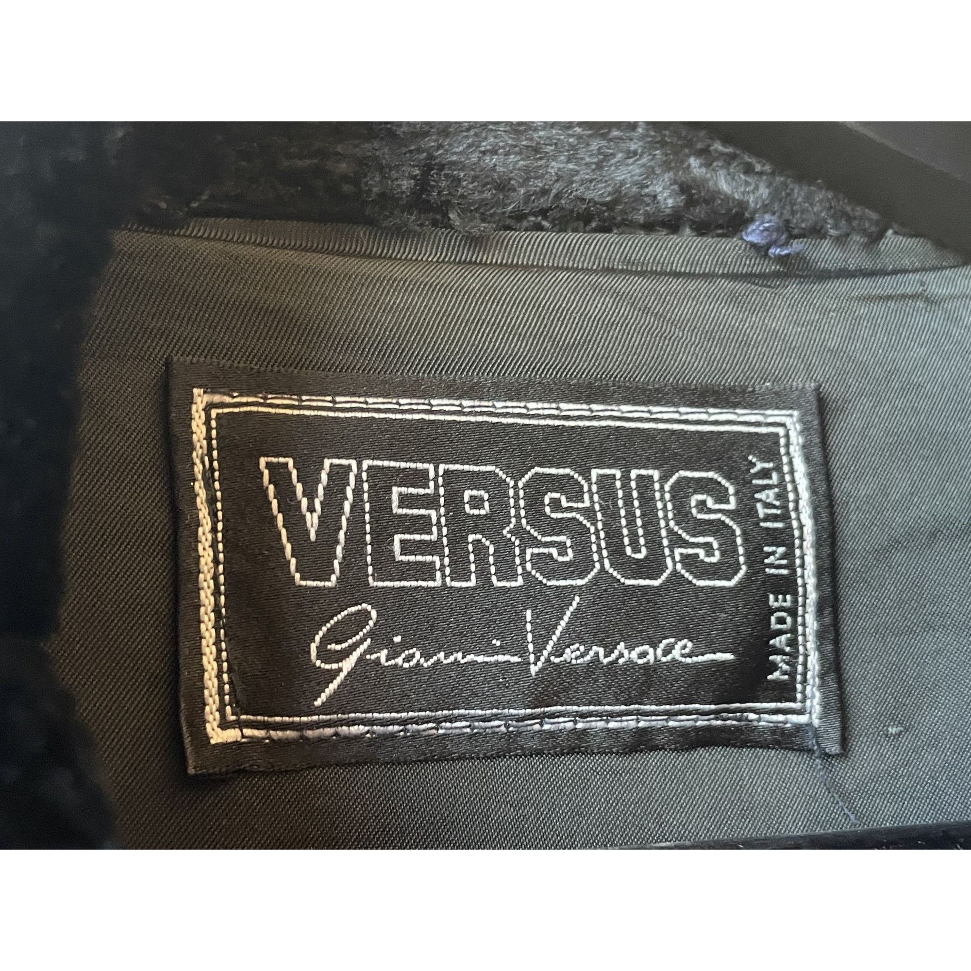 Versus Versus Black Faux Fur Coat With Silver Accents - Womens M Size S / US 4 / IT 40 - 7 Thumbnail