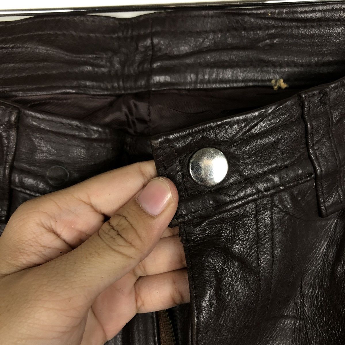 Genuine Leather 🔥Vintage Rich Brown Genuine Leather Pants Union Made Method Size US 28 / EU 44 - 11 Thumbnail