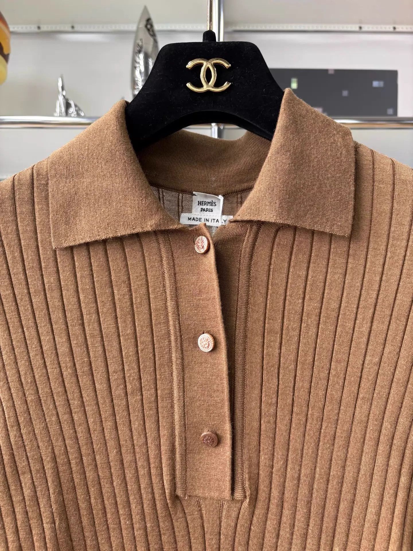 Hermes Hermès 26SS Camel Stripe Slim Sweater 38 70/30 Size S / US 4 / IT 40 - 2 Thumbnail