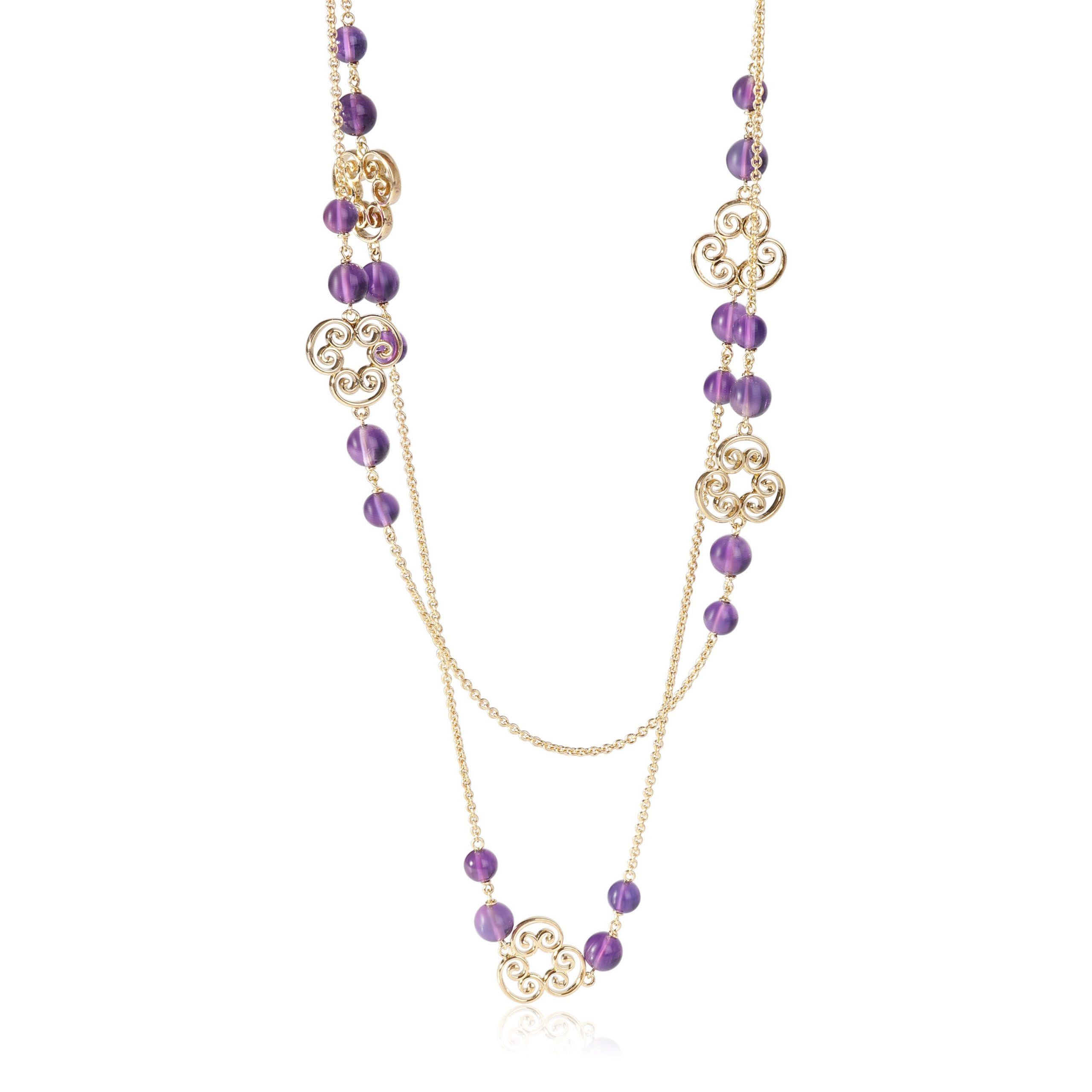 image of Tiffany Co Tiffany & Co. Paloma Picasso Venezia Goldoni Triplo Amethyst 18K Gold Necklace, Women's