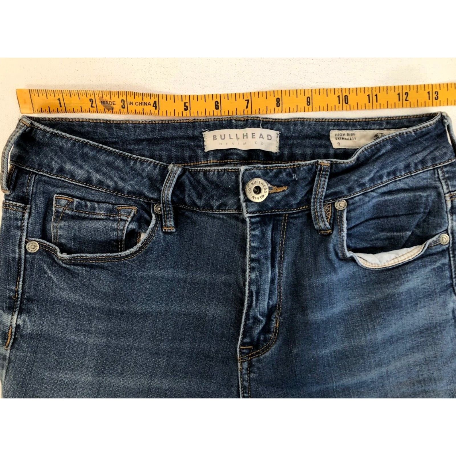 Vintage BULLHEAD Denim Co. Womens 9 HIGH RISE SKINNIEST Blue STRETCH Jeans Denim See Photos Stretch Womens 9 Blue High Rise Jeans Size 30" / US 8 / IT 44 - 4 Thumbnail