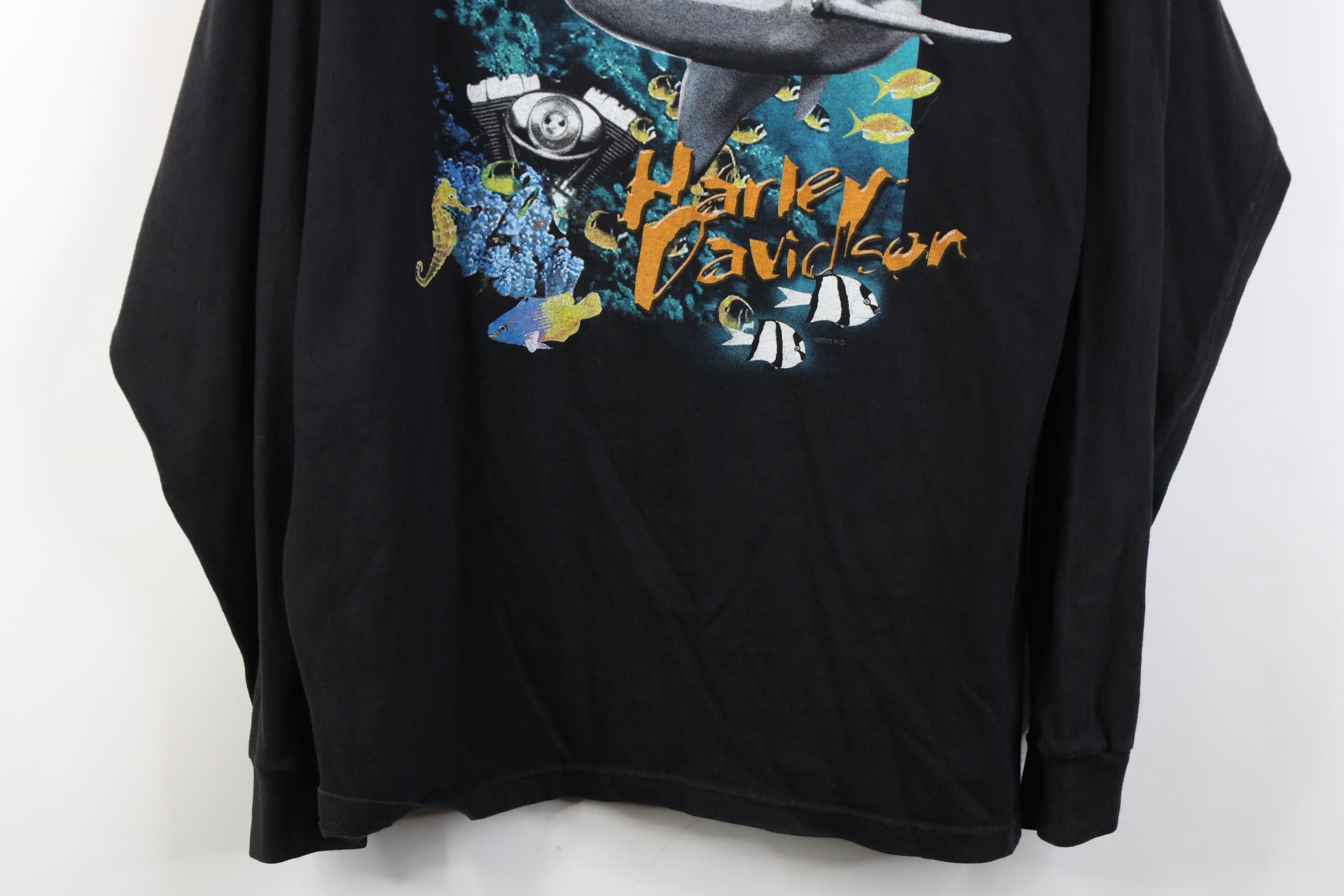 Harley Davidson Vintage Y2K 2003 Harley Davidson Shark Long Sleeve T-Shirt Size US L / EU 52-54 / 3 - 3 Thumbnail