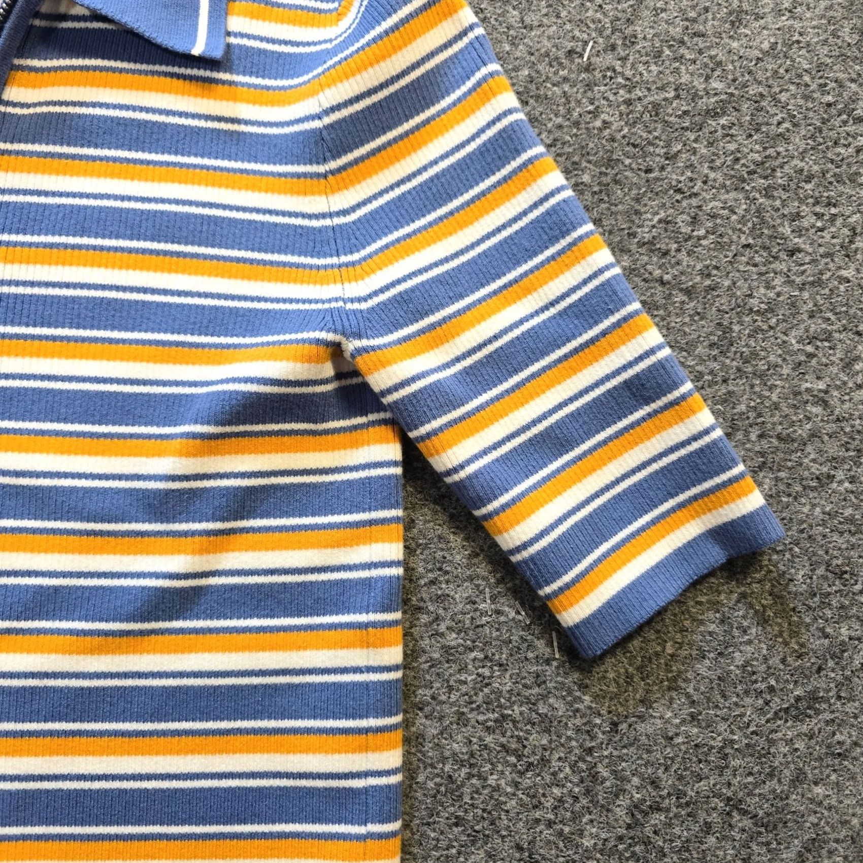 Madewell Madewell Top Womens Size S Blue Striped Ribbed 1/4 Zip Short Sleeve Casual Shirt Size S / US 4 / IT 40 - 4 Thumbnail