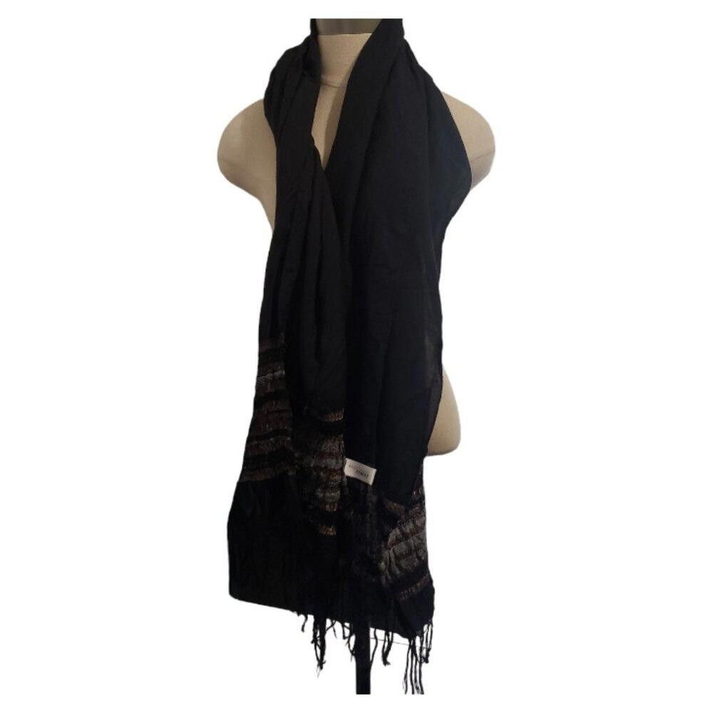 Designer CT1679 Accessory Street Black Sequined Wrap/Scarf OS Size ONE SIZE - 3 Thumbnail
