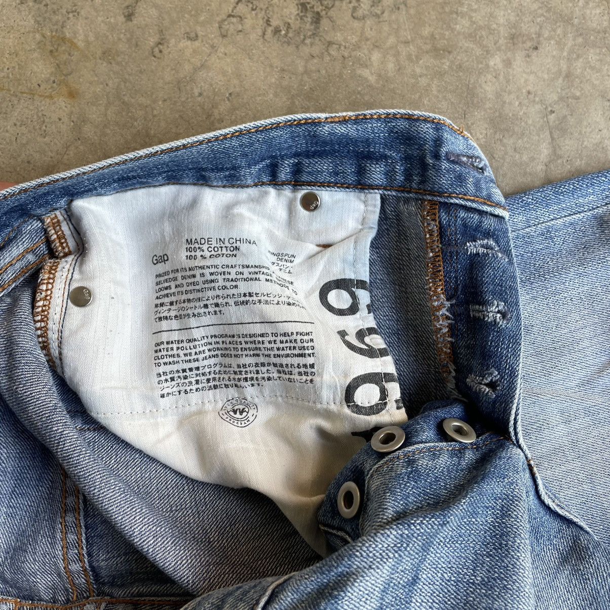 Gap 🔥🇯🇵Vintage Gap Stoned Washed Distress Selvedge Denim Jeans Size US 34 / EU 50 - 12 Thumbnail
