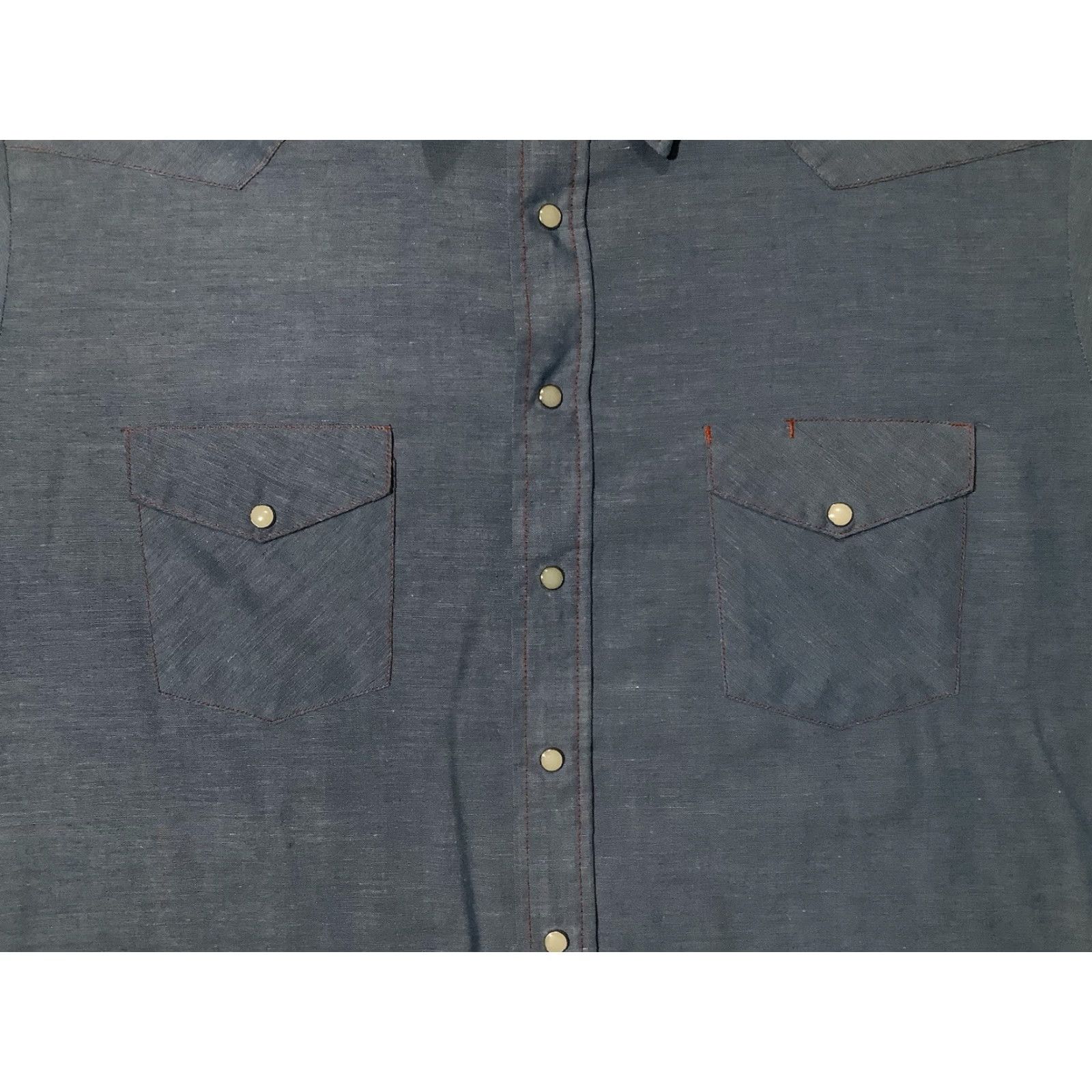 Vintage VINTAGE Big Mac Shirt 2XL Western Chambray Cowboy Long Sleeve Snap Button-Up Collared Blue 70s Retro Work Mens Size US XXL / EU 58 / 5 - 3 Thumbnail