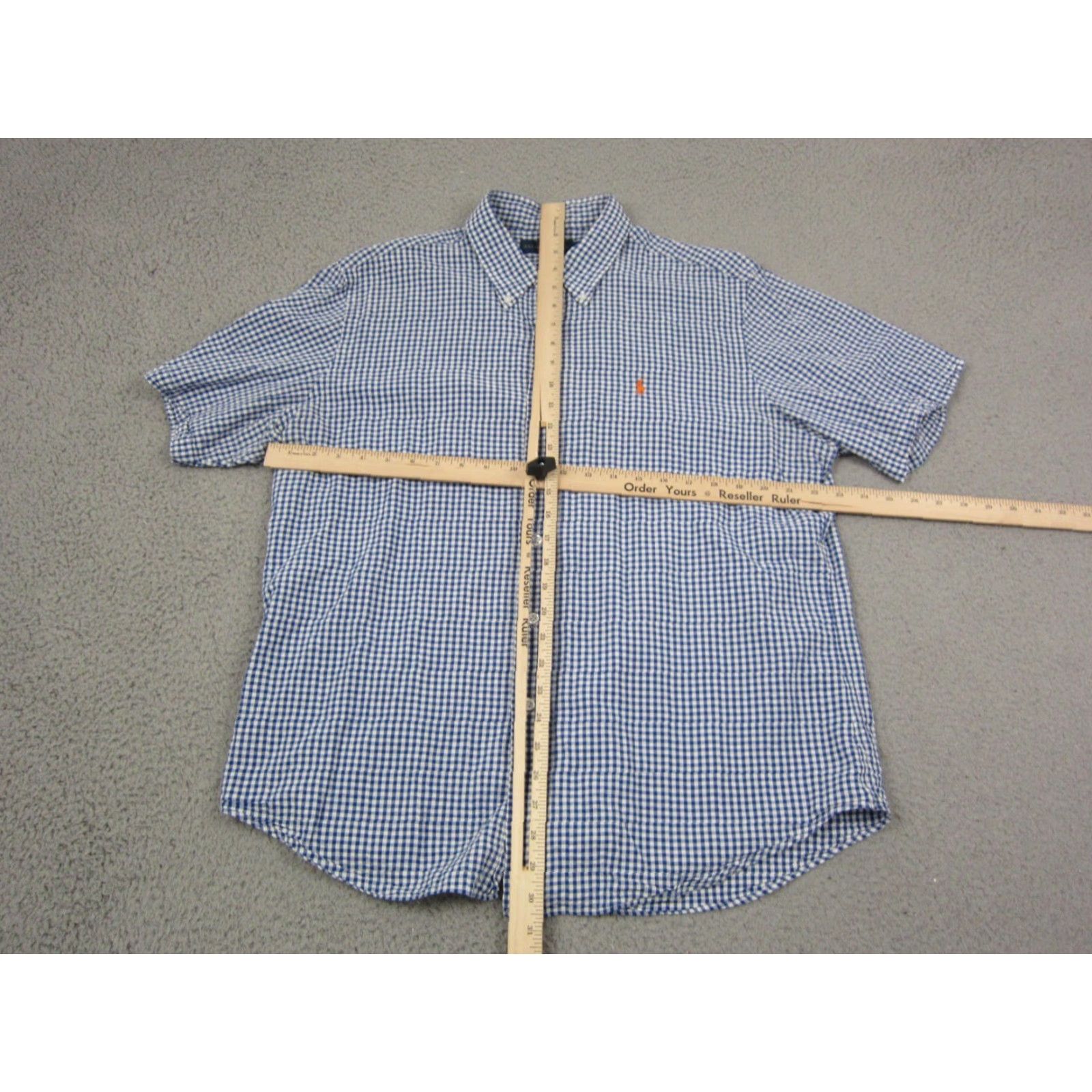Polo Ralph Lauren Ralph Lauren Shirt XL Blue Orange Pony Check Gingham Mens Button-Up Short Sleeve Collared Polo Shirt Classic Fit Clothing Size US XL / EU 56 / 4 - 7 Thumbnail