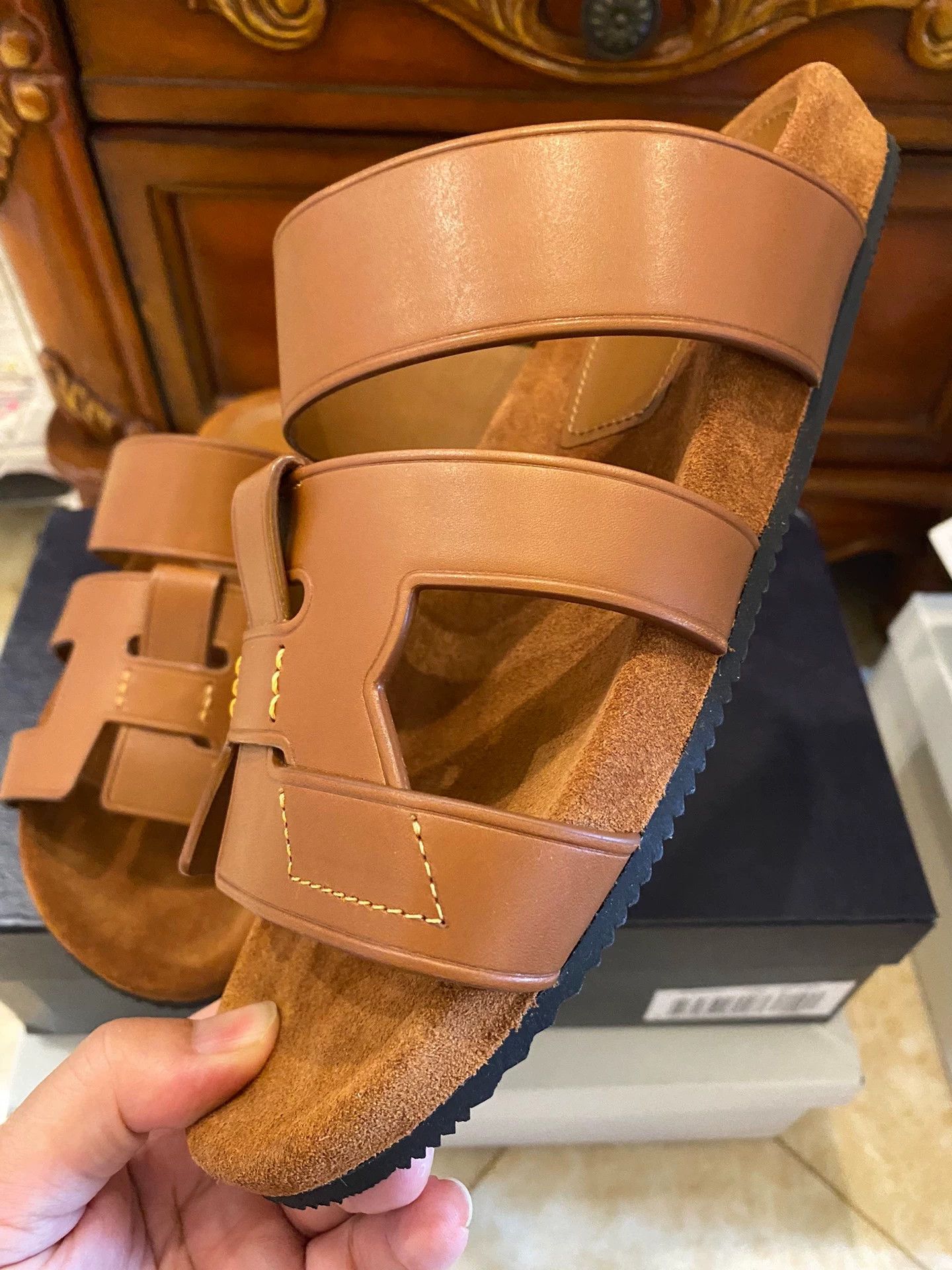 RRL Ralph Lauren RRL Purple Label Vintage Leather Slippers/Sandals Old Money Size US 7 / EU 40 - 3 Thumbnail